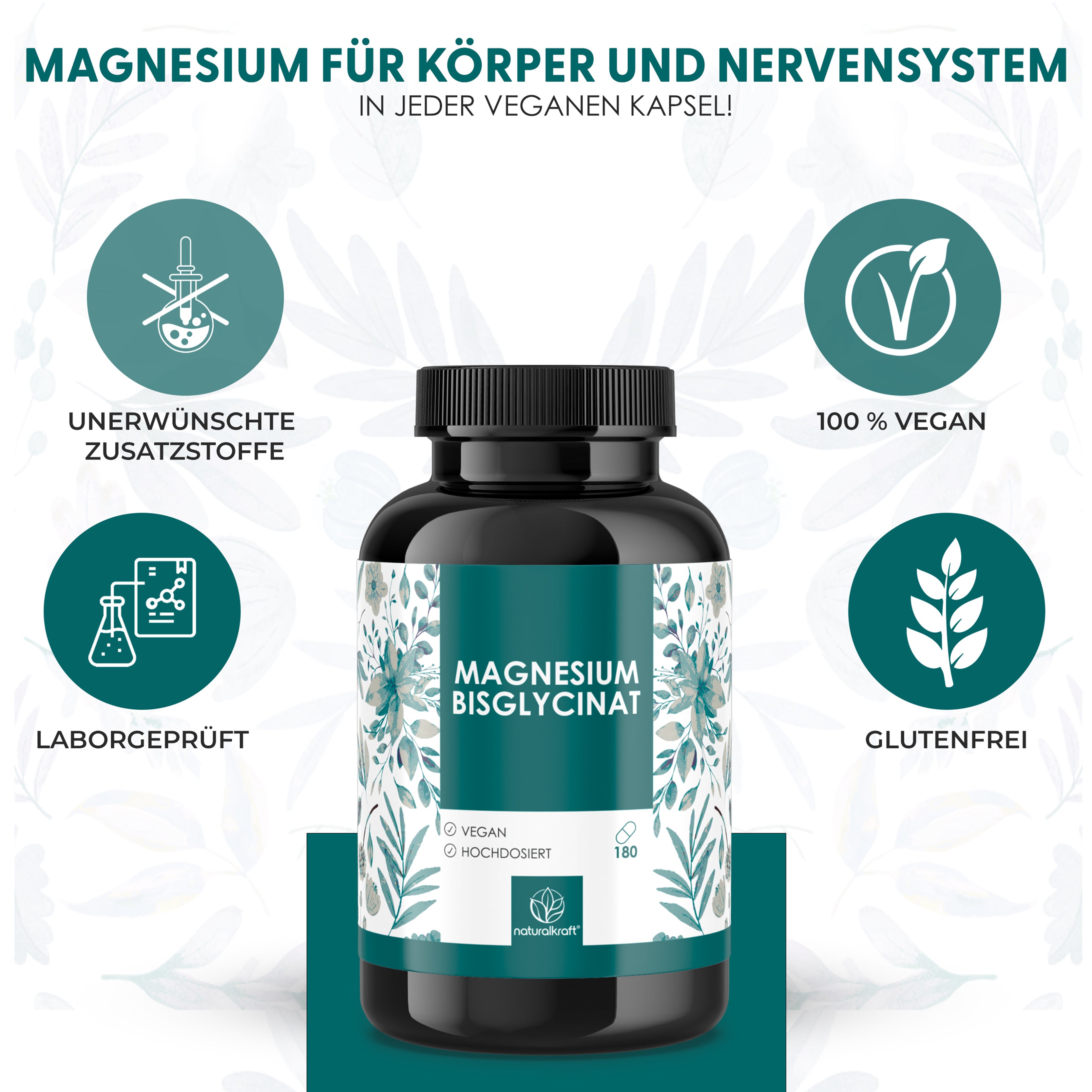 Magnesium Bisglycinat Kapseln für Pflege zu Hause und Alltag – Detailansicht 2
