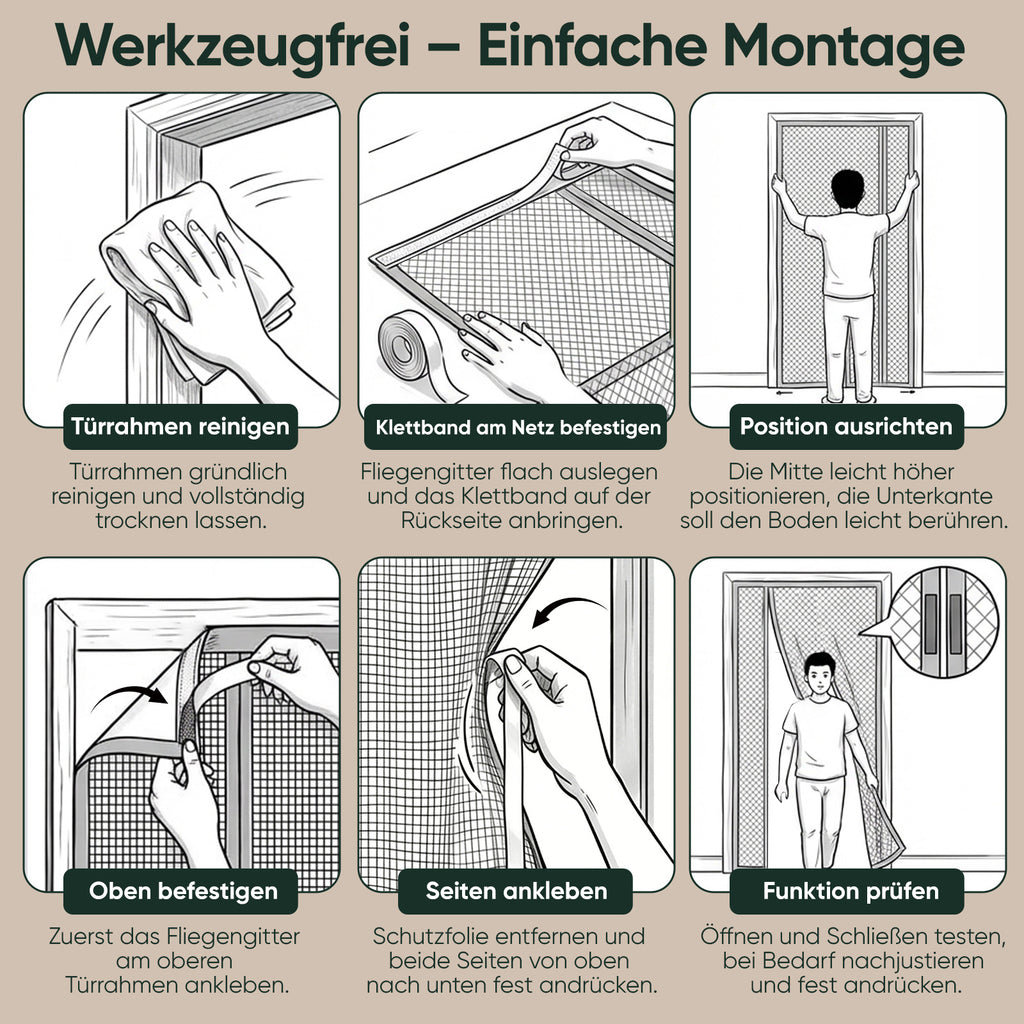 Magnetischer Insektenfliegengittervorhang, Schwarz für Garten und Terrasse – Detailansicht 2