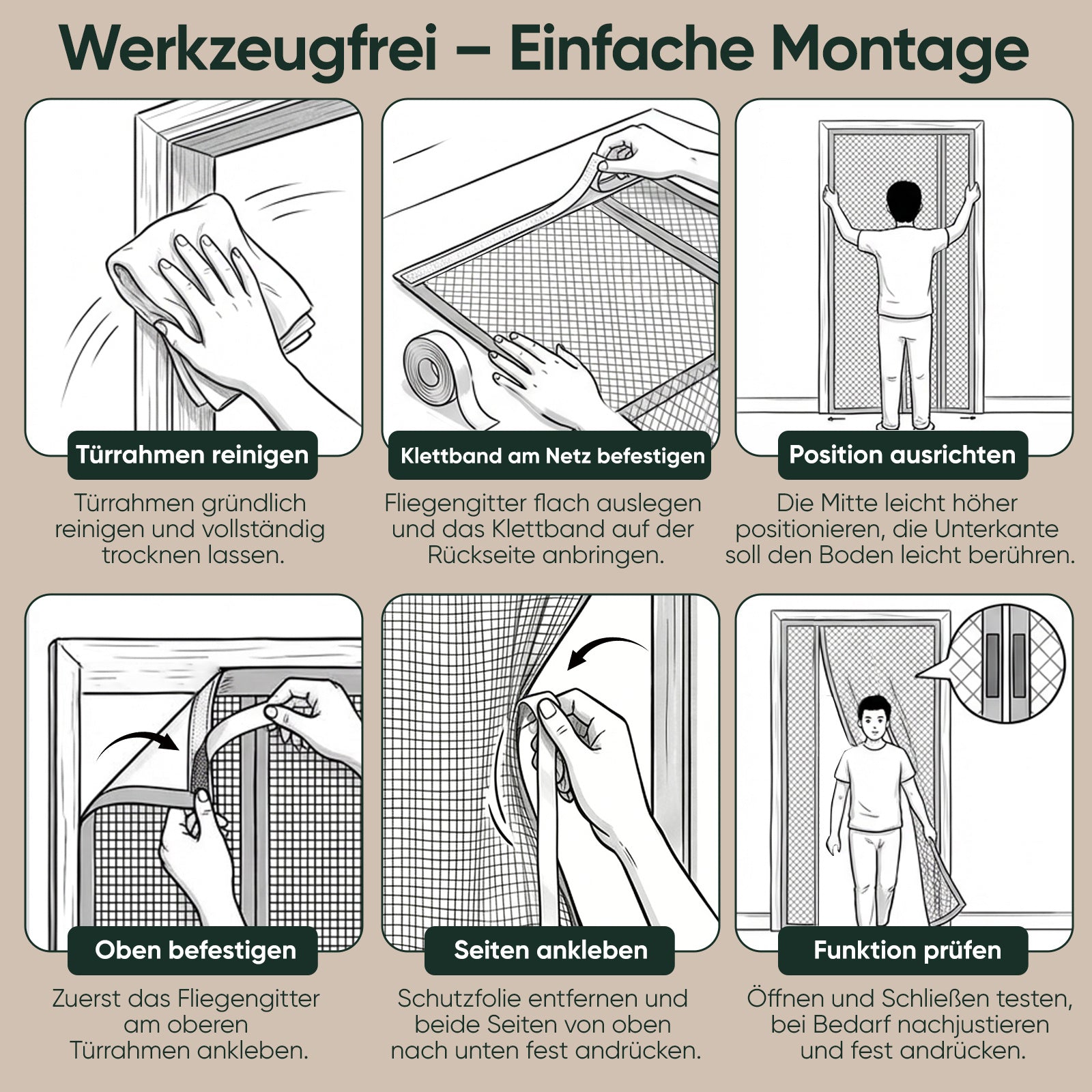 Magnetischer Insektenfliegengittervorhang, Schwarz für Garten und Terrasse – Detailansicht 2