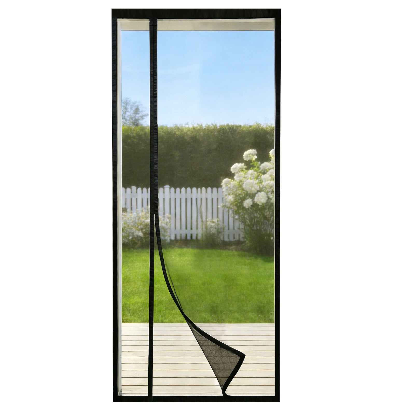 Magnetischer Insektenfliegengittervorhang, Schwarz für Garten und Terrasse – Detailansicht 3