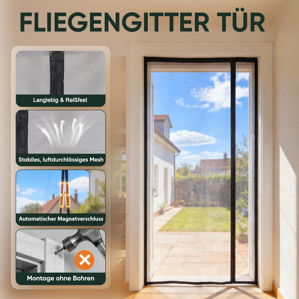 Magnetischer Insektenfliegengittervorhang, Schwarz für Garten und Terrasse – Detailansicht 4