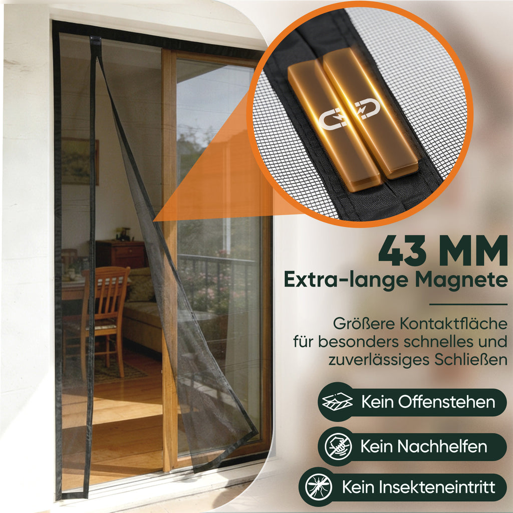 Magnetischer Insektenfliegengittervorhang, Schwarz für Garten und Terrasse – Detailansicht 5