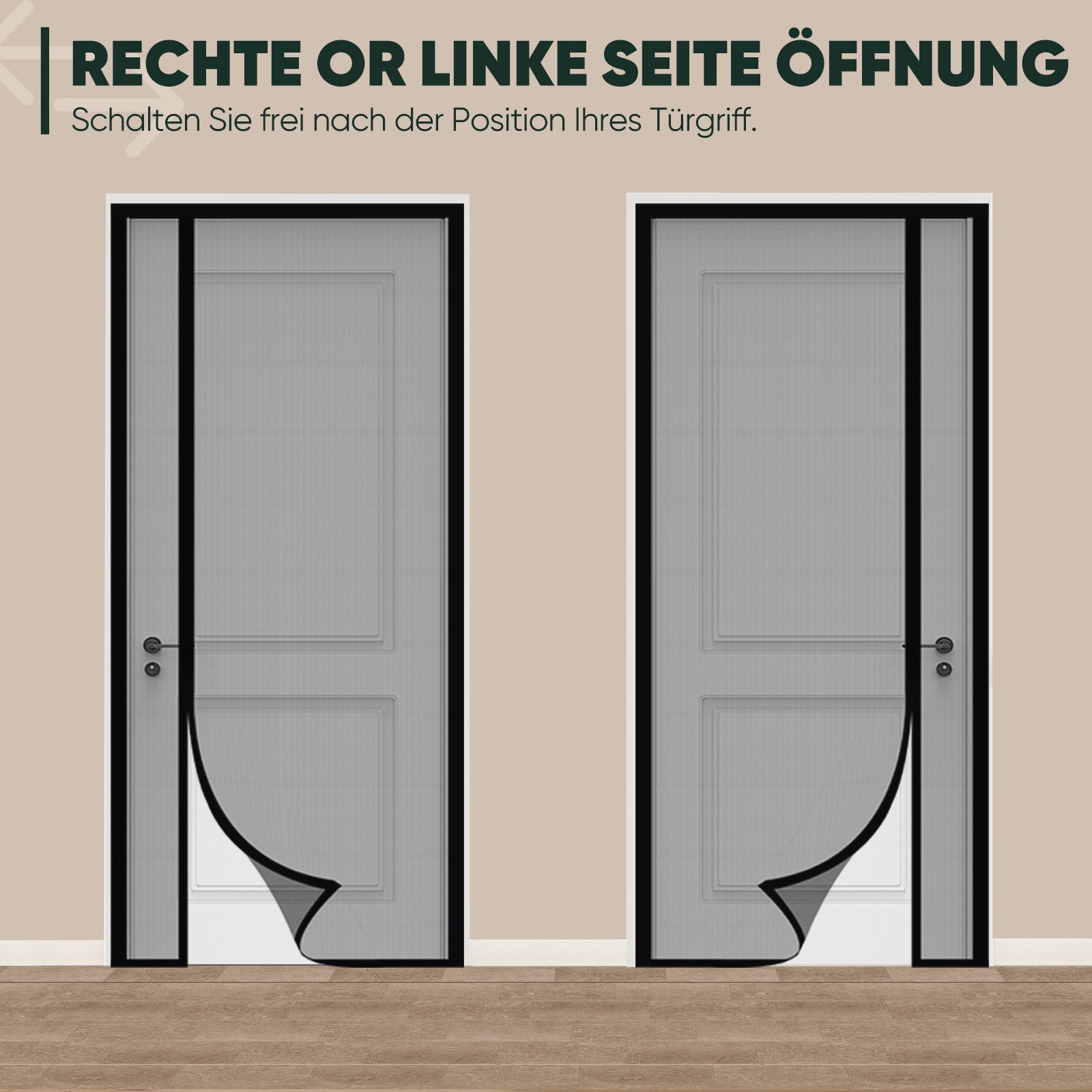 Magnetischer Insektenfliegengittervorhang, Schwarz für Garten und Terrasse – Detailansicht 9