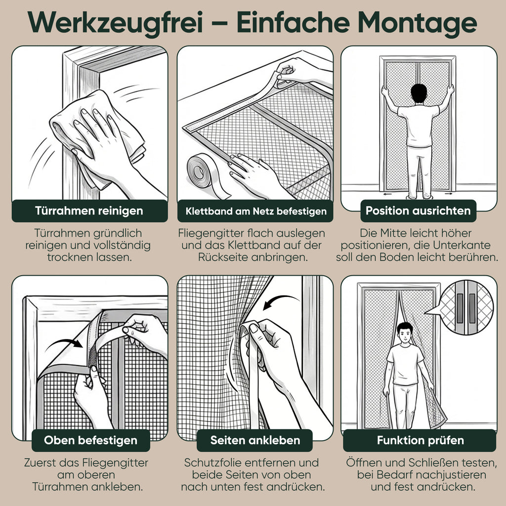 Magnetisches Moskitonetz, Schwarz für Garten und Terrasse – Detailansicht 4