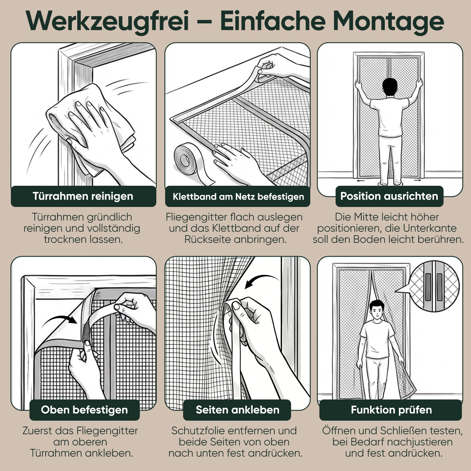Magnetisches Moskitonetz, Schwarz für Garten und Terrasse – Detailansicht 4