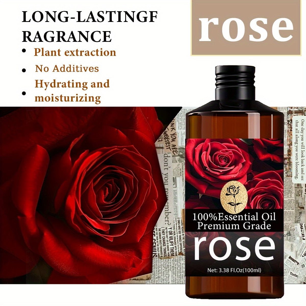 Massageöle, 100 % reines ätherisches Rosenöl für Badezimmer – Hauptansicht