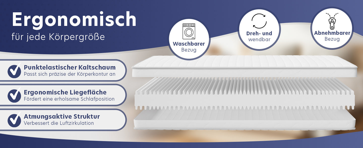 Matratze, waschbar für erholsamen Schlaf und Schlafzimmer – Detailansicht 18