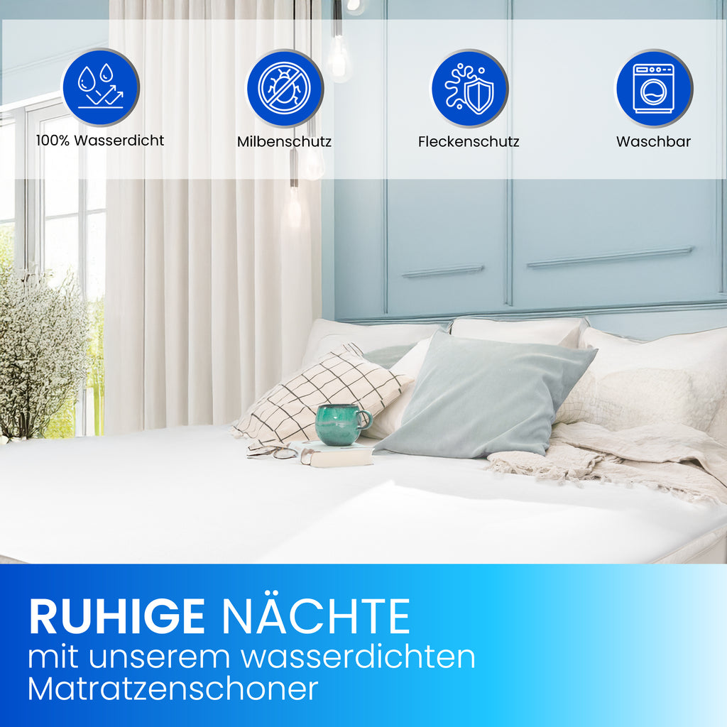 Matratzenschoner, Waschbare Matratzenauflage mit 4 elastischen für Schlafzimmer und Bett – Detailansicht 2