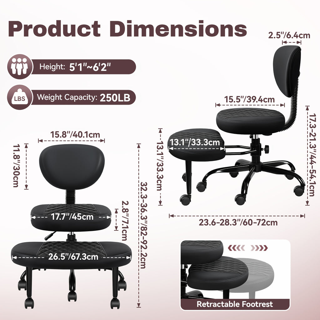 Meditations-Bürostuhl, 360° drehbar für Büro und Homeoffice – Detailansicht 9