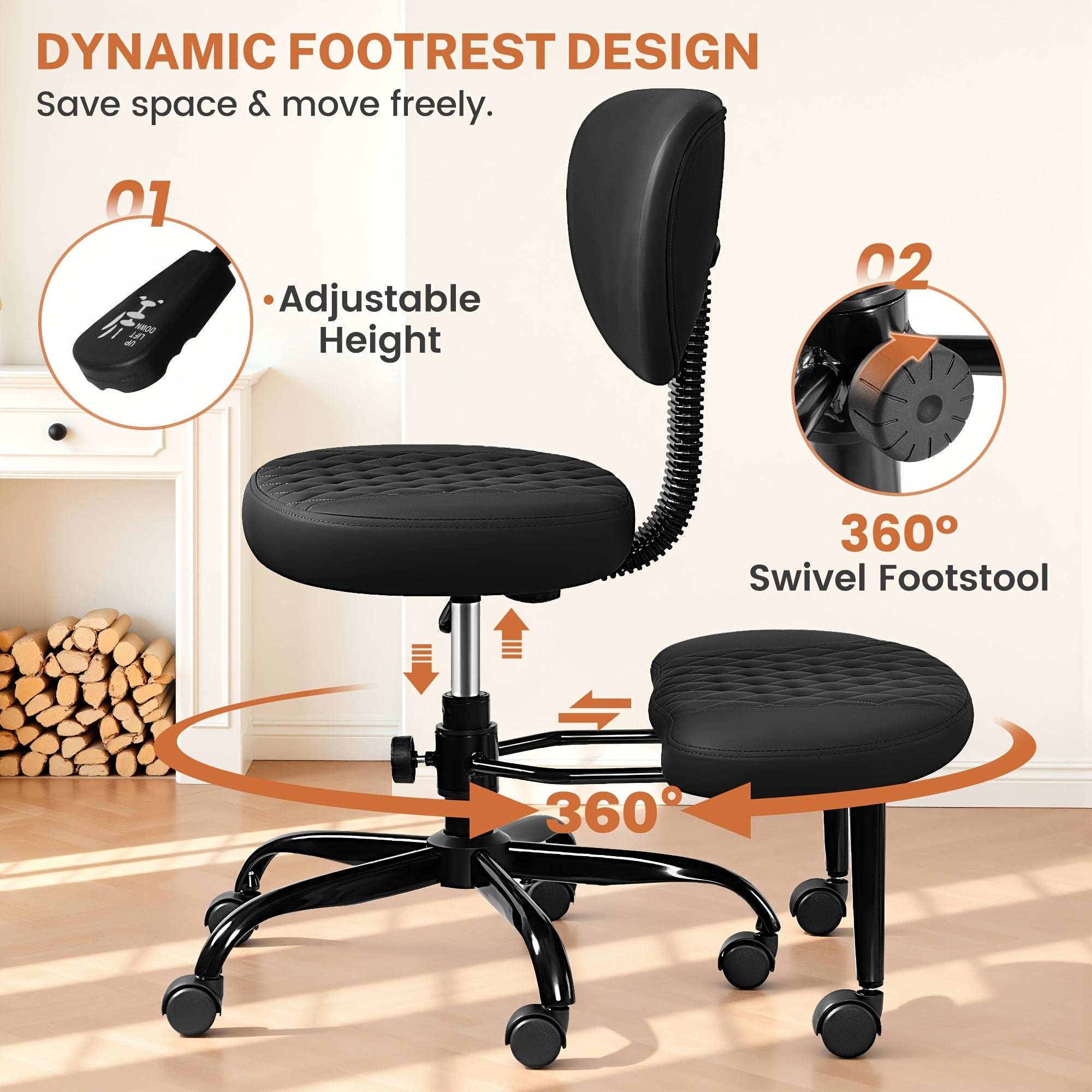 Meditations-Bürostuhl, 360° drehbar für Büro und Homeoffice – Detailansicht 11