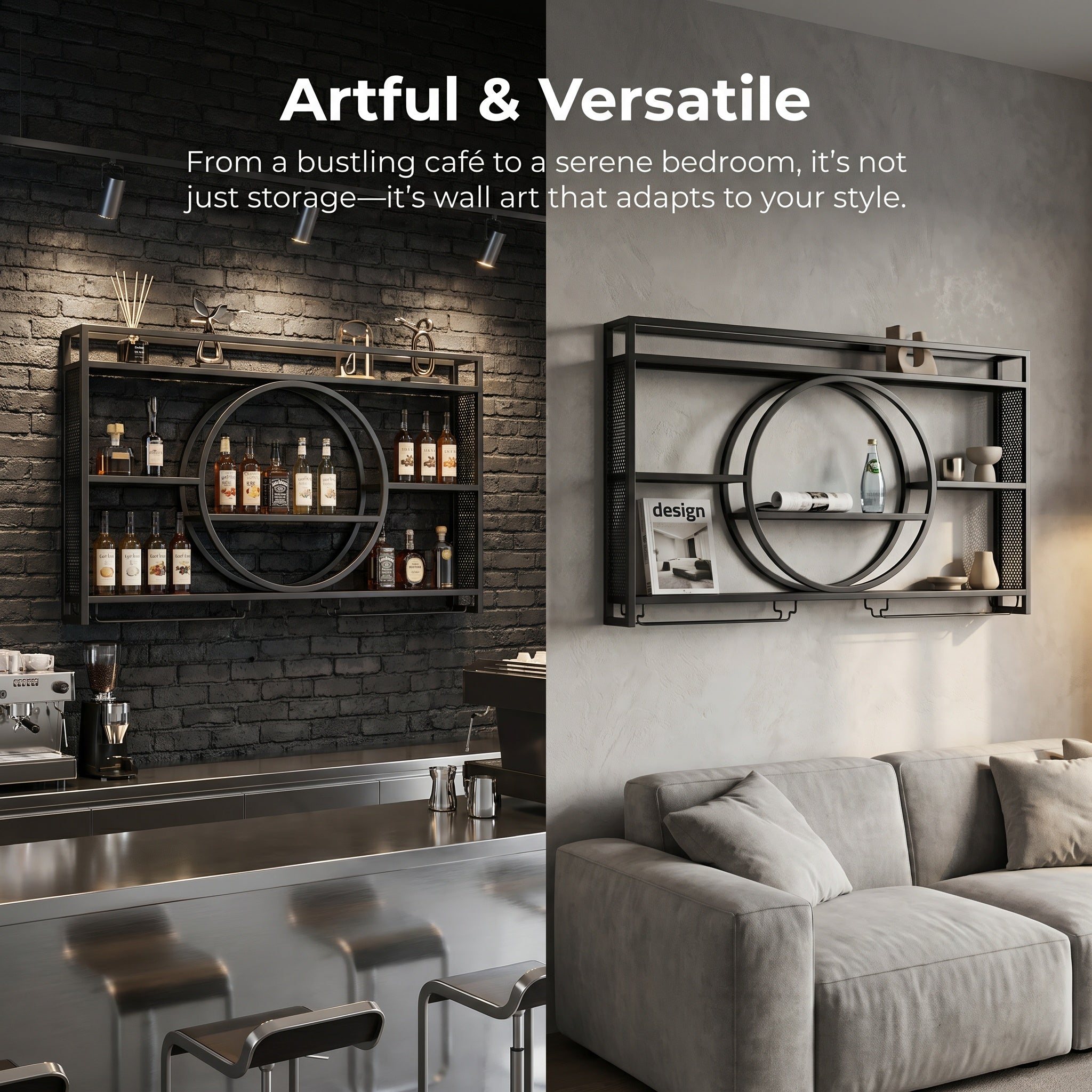 Metall Wandmontiertes Weinständer, 100CM für Küche und Essbereich – Detailansicht 2