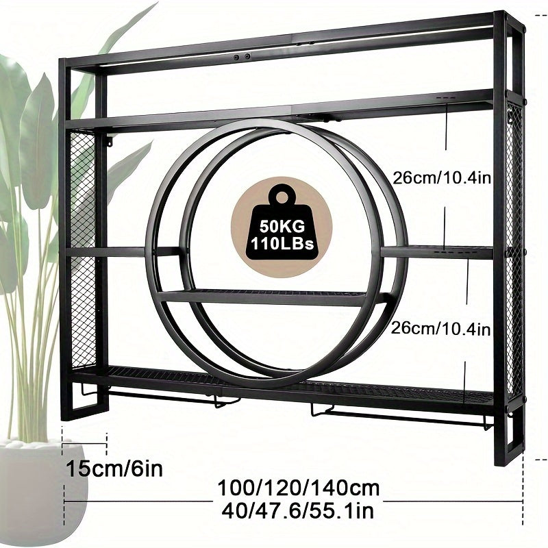 Metall Wandmontiertes Weinständer, 100CM für Küche und Essbereich – Detailansicht 3