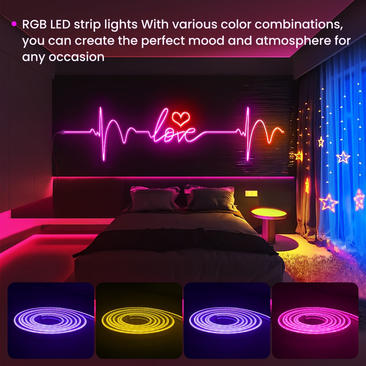 Mexllex RGB Neonlichtstreifen, 170,18 cm für Schlafzimmer und Bett – Detailansicht 3