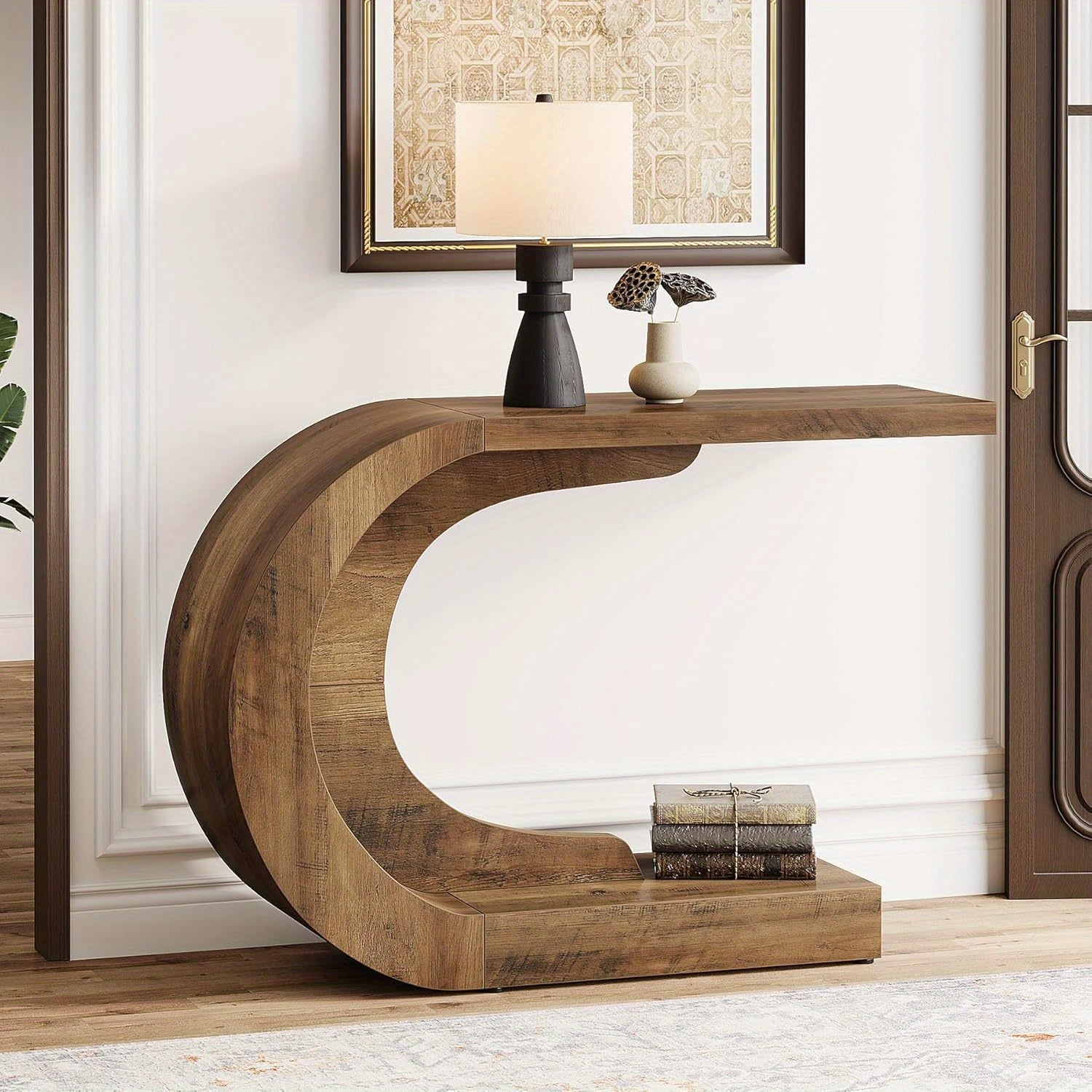 Mid-Century Modern C-förmiger Konsolentisch, 109.98cm für Wohnzimmer und Zuhause – Detailansicht 3