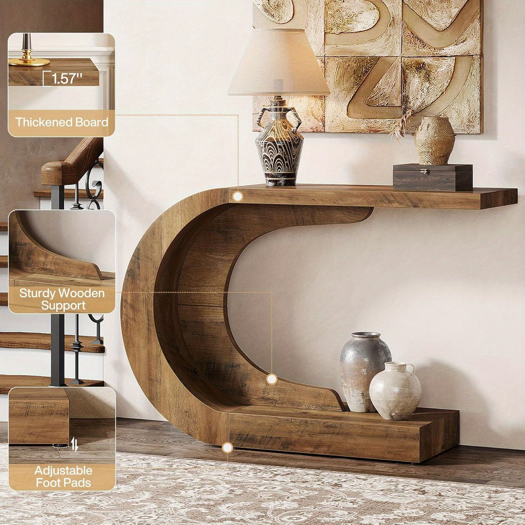 Mid-Century Modern C-förmiger Konsolentisch, 109.98cm für Wohnzimmer und Zuhause – Detailansicht 6