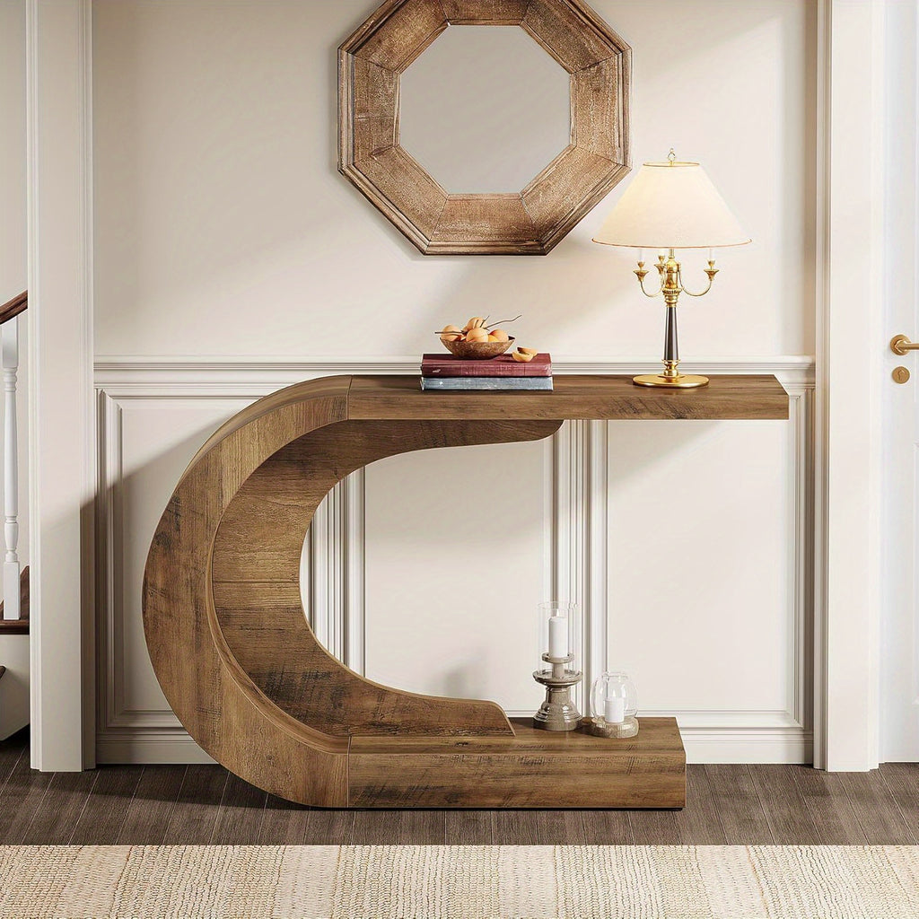 Mid-Century Modern C-förmiger Konsolentisch, 109.98cm für Wohnzimmer und Zuhause – Detailansicht 7