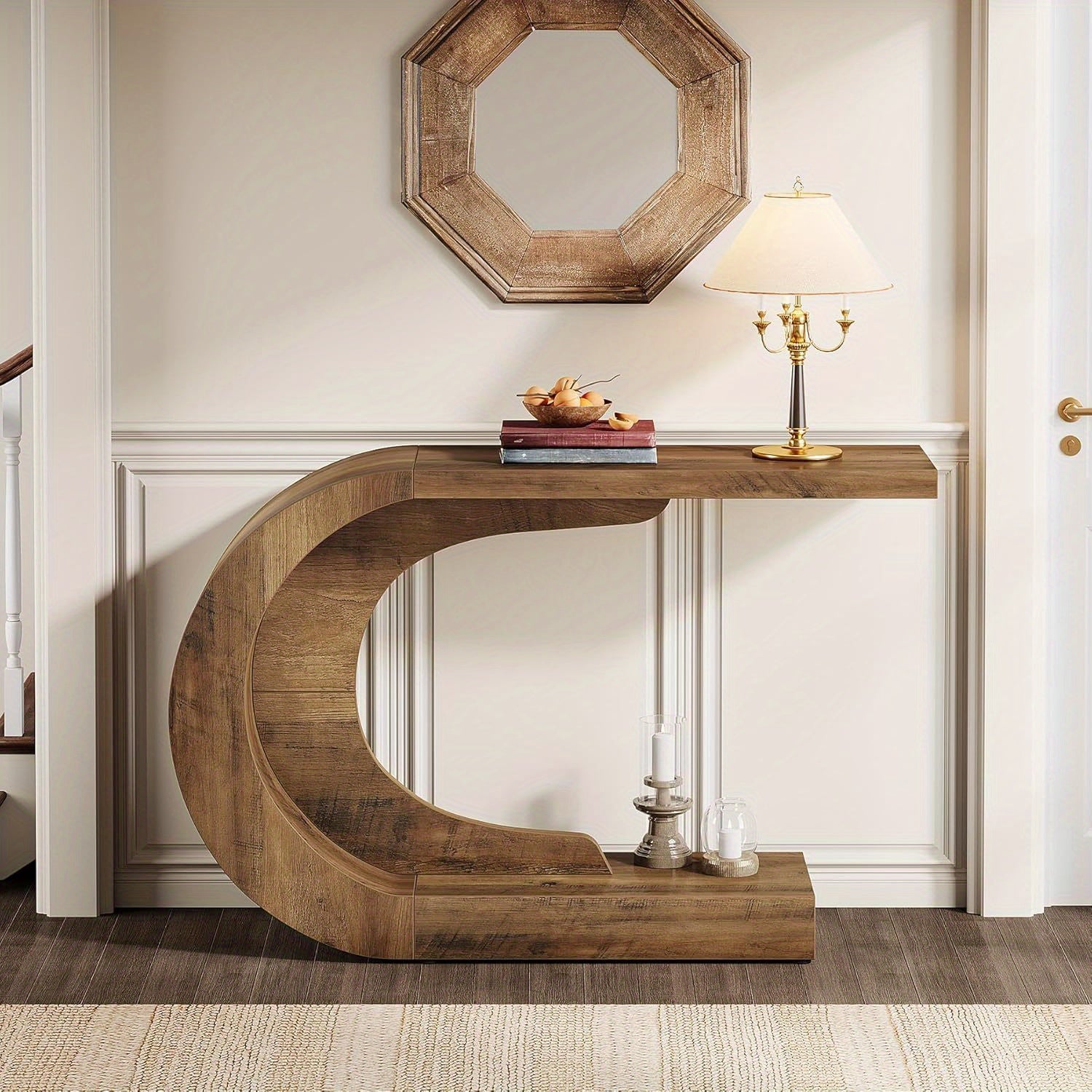 Mid-Century Modern C-förmiger Konsolentisch, 109.98cm für Wohnzimmer und Zuhause – Detailansicht 7