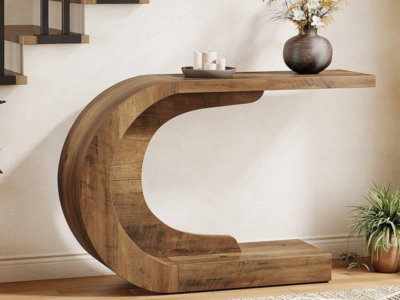 Mid-Century Modern C-förmiger Konsolentisch, 109.98cm für Wohnzimmer und Zuhause – Detailansicht 14