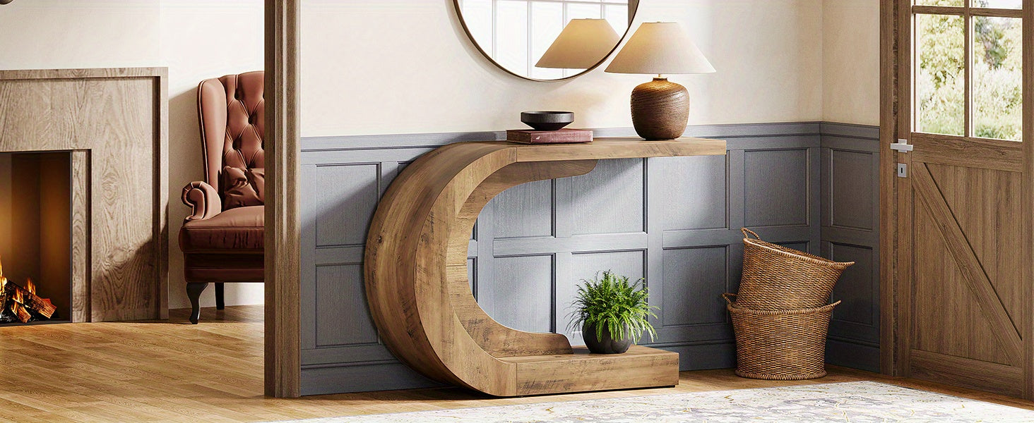 Mid-Century Modern C-förmiger Konsolentisch, 109.98cm für Wohnzimmer und Zuhause – Detailansicht 15