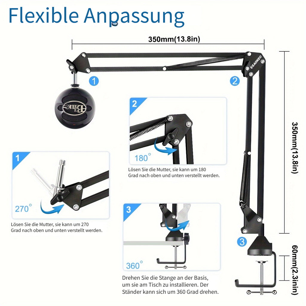 Mikrofon, Aokeo AK-35 Tisch-verstellbarer kompakter für verschiedene Mikrofone mehr und Alltag – Detailansicht 2