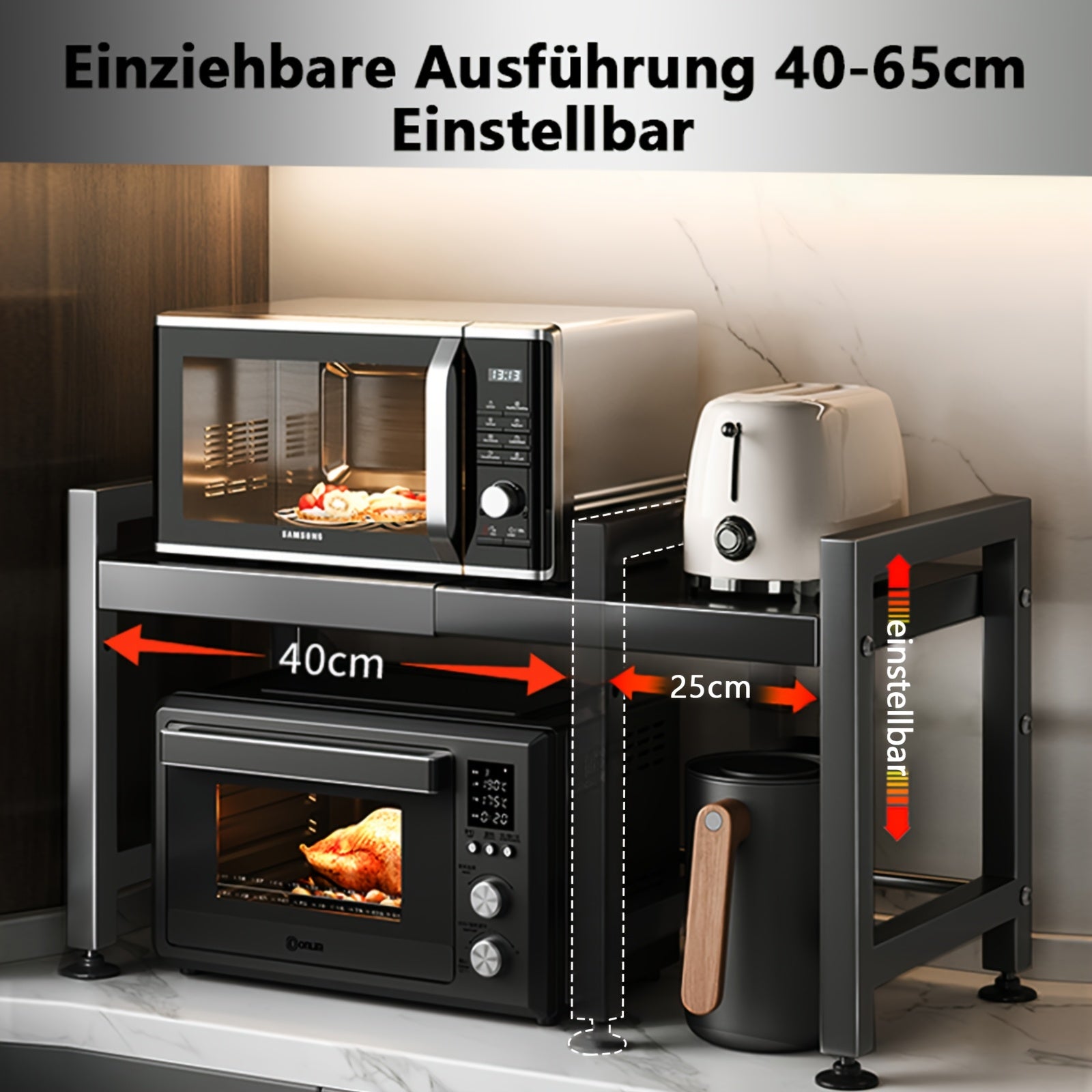 Mikrowellenregal, 65 cm für Essbereich – Detailansicht 6