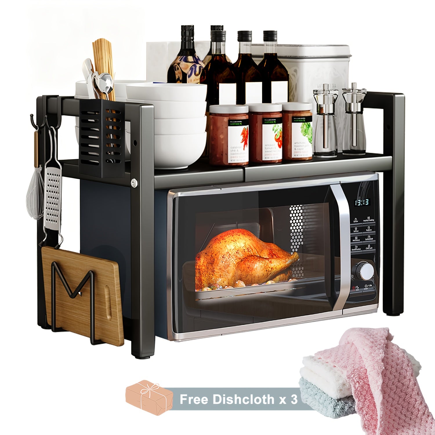 Mikrowellenregal, ausziehbar 40-64 cm für Essbereich – Hauptansicht
