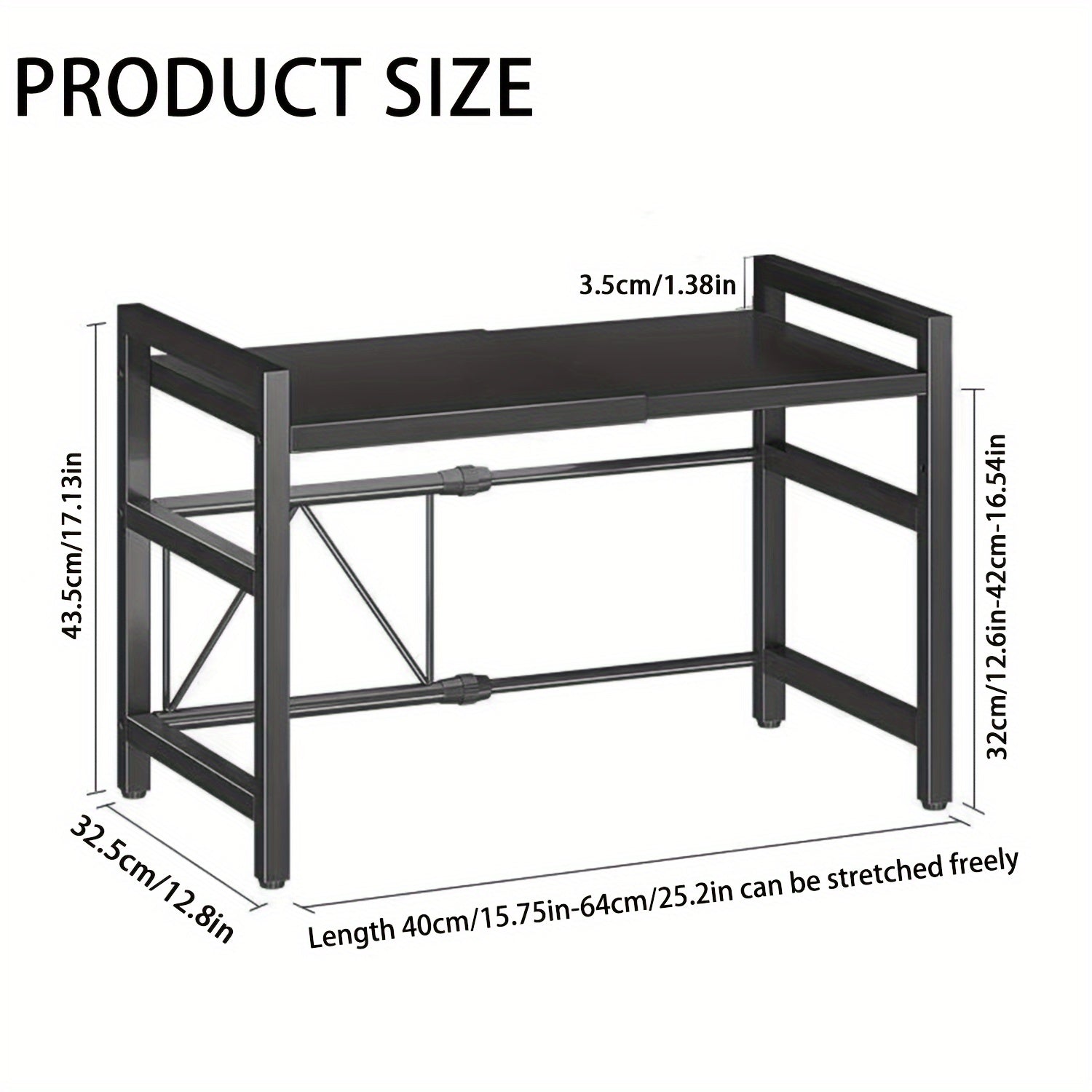 Mikrowellenregal, ausziehbar 40-64 cm für Essbereich – Detailansicht 3