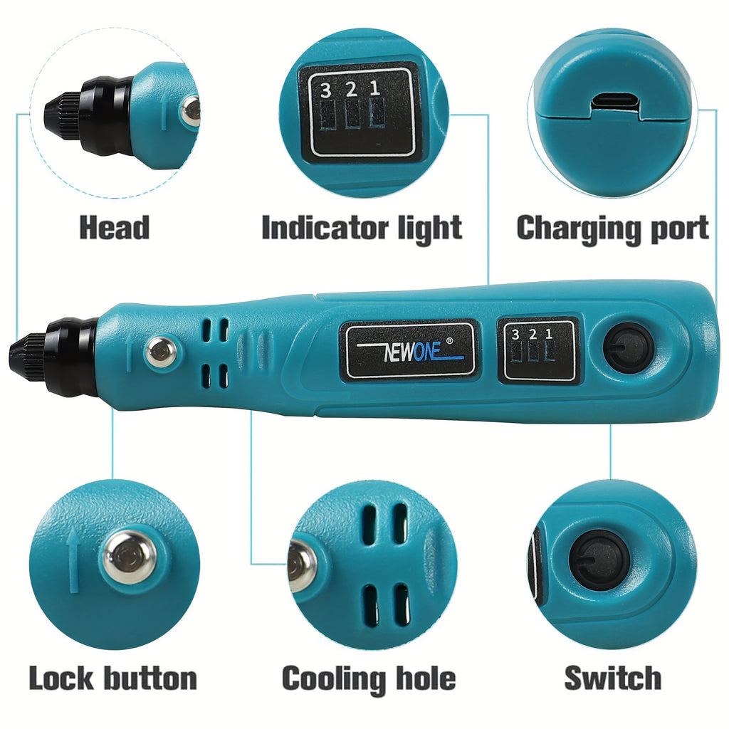 Mini Akku-Rotationswerkzeug, Blau für Handwerk und Alltag – Detailansicht 9
