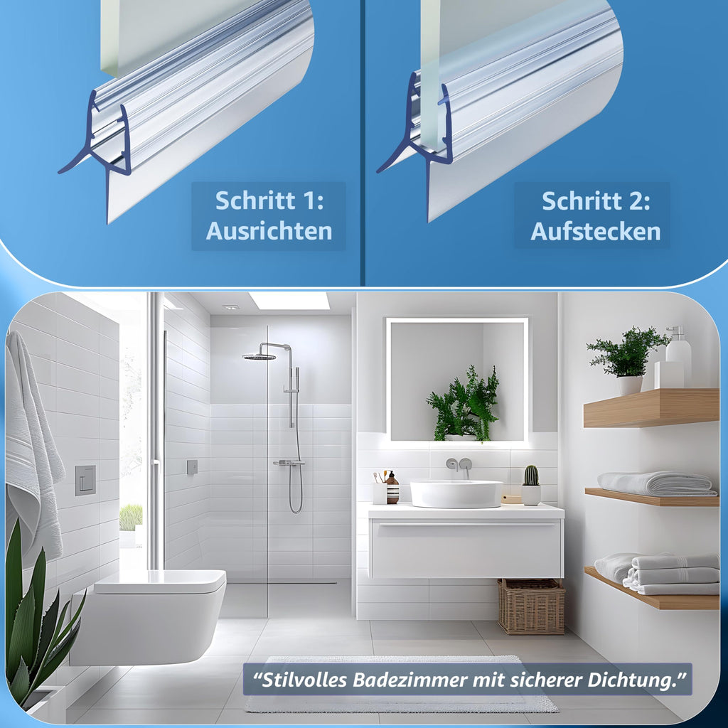 minify Duschdichtung Glastür, 8 mm für Badezimmer und Haushalt – Detailansicht 21