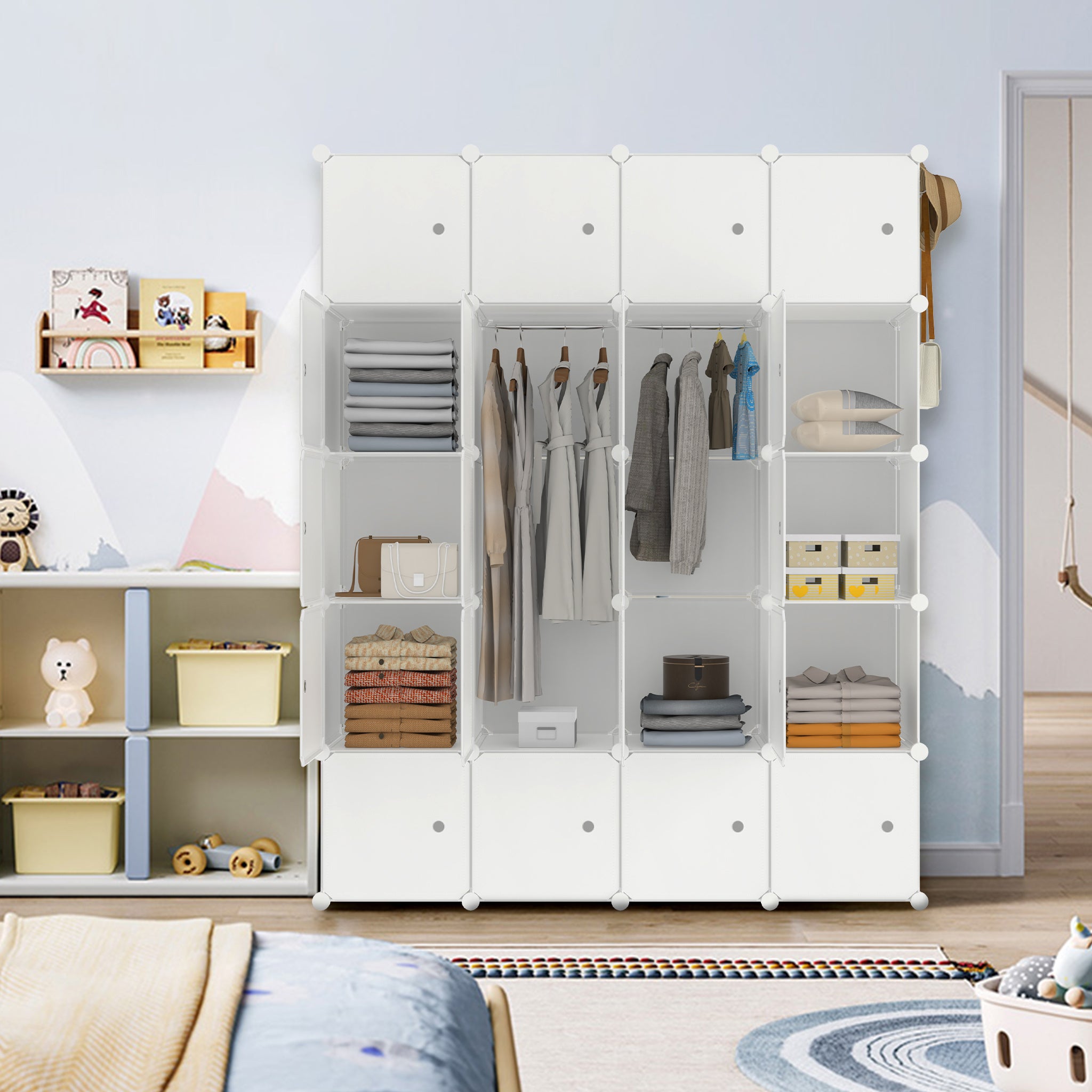 Mobiler Kleiderschrank, Weiss für Zuhause – Detailansicht 7