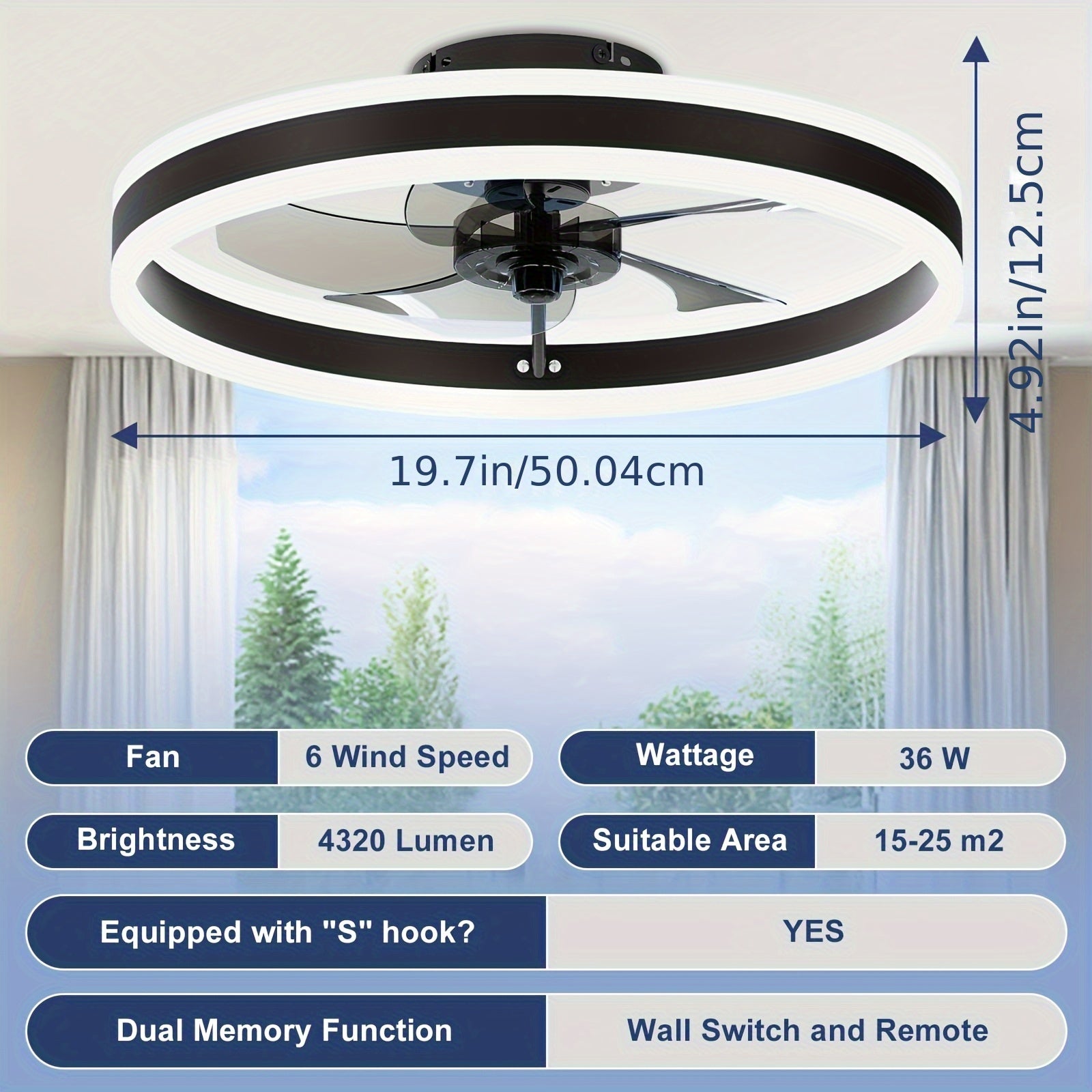 Moderner Deckenventilator, 40CM für Schlafzimmer – Detailansicht 5