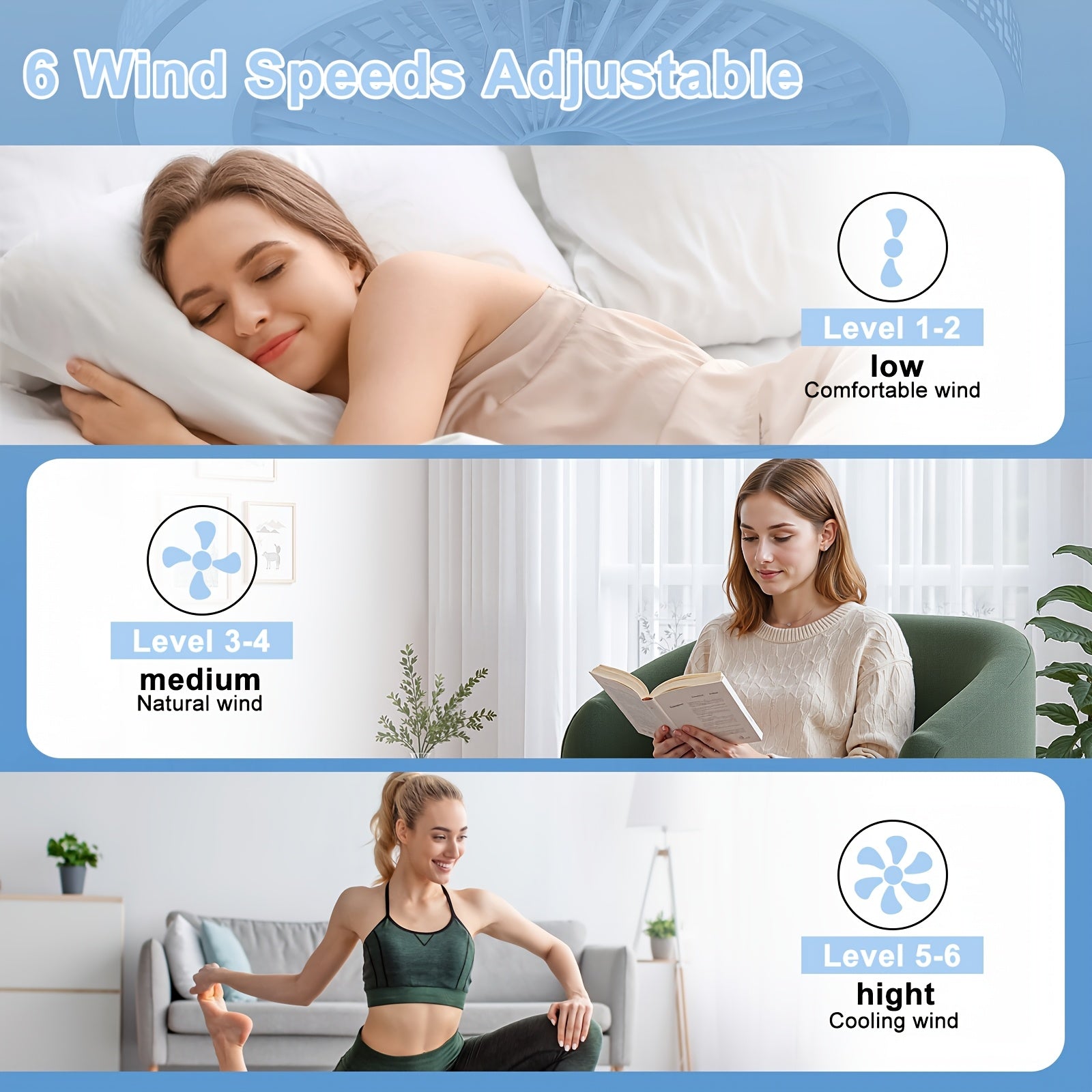 moderner Deckenventilator, LED-Beleuchtung für Küche und Essbereich – Detailansicht 7