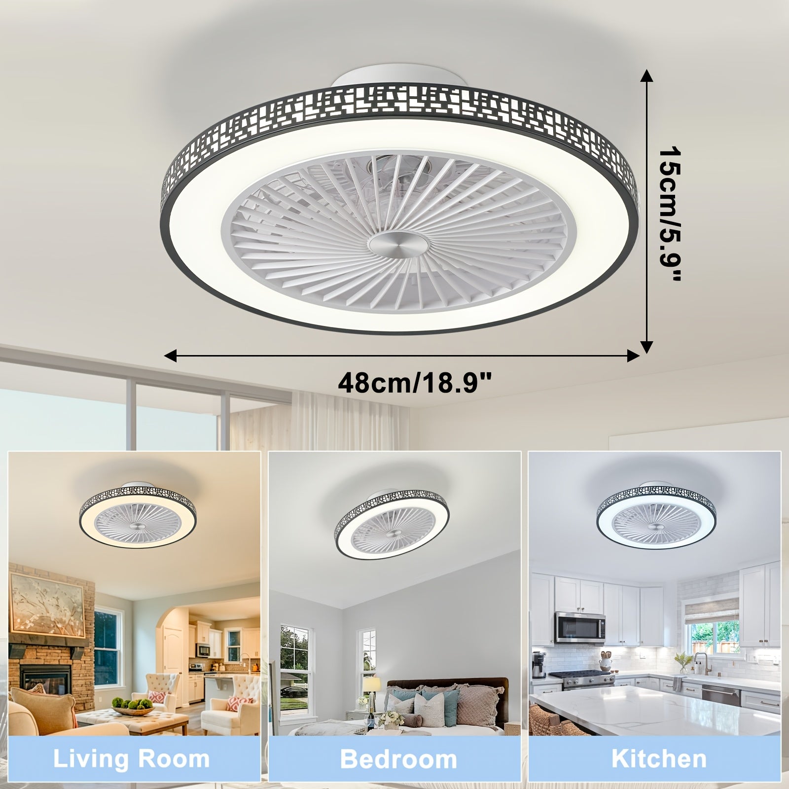 moderner Deckenventilator, LED-Beleuchtung für Küche und Essbereich – Detailansicht 9
