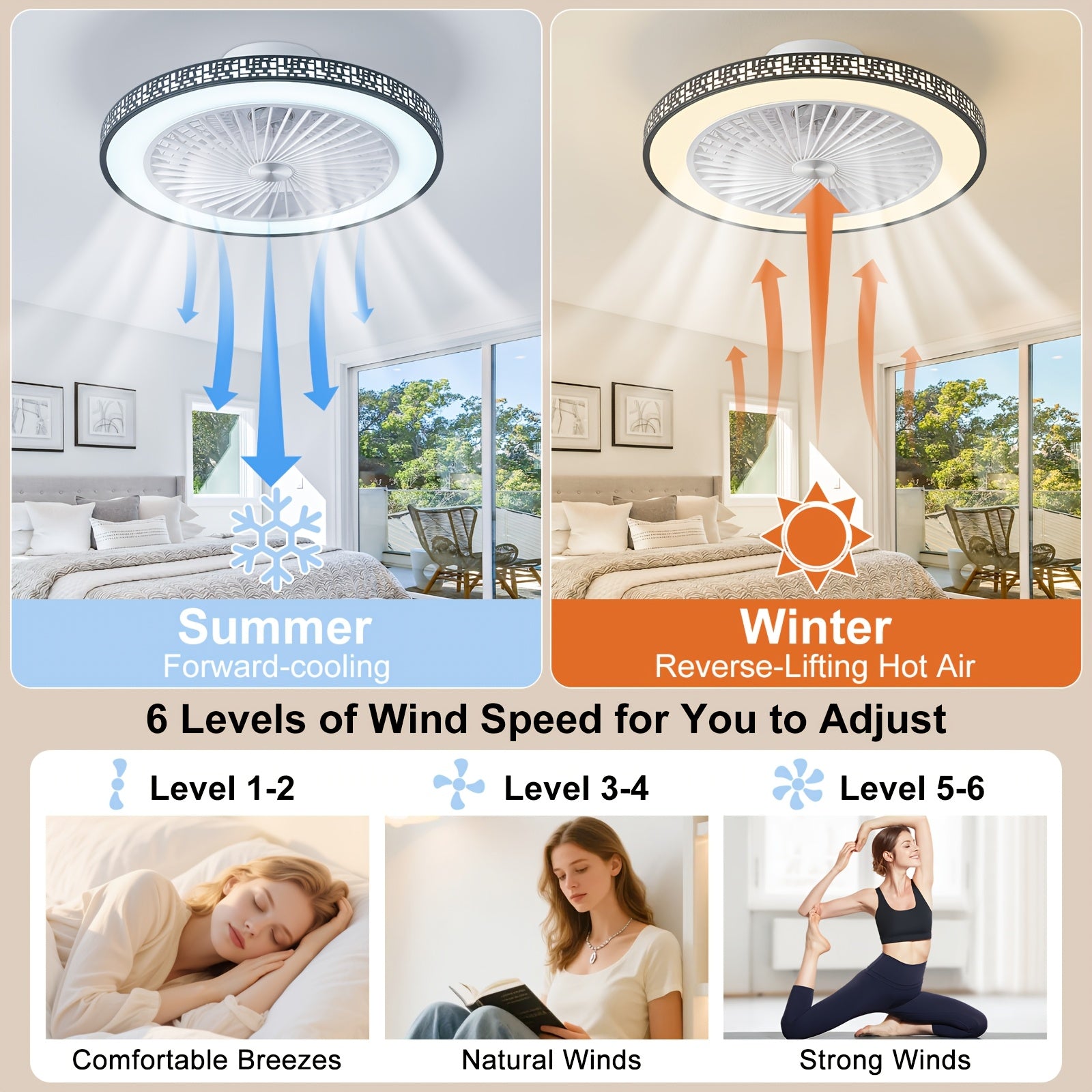 moderner Deckenventilator, LED-Beleuchtung für Küche und Essbereich – Detailansicht 11
