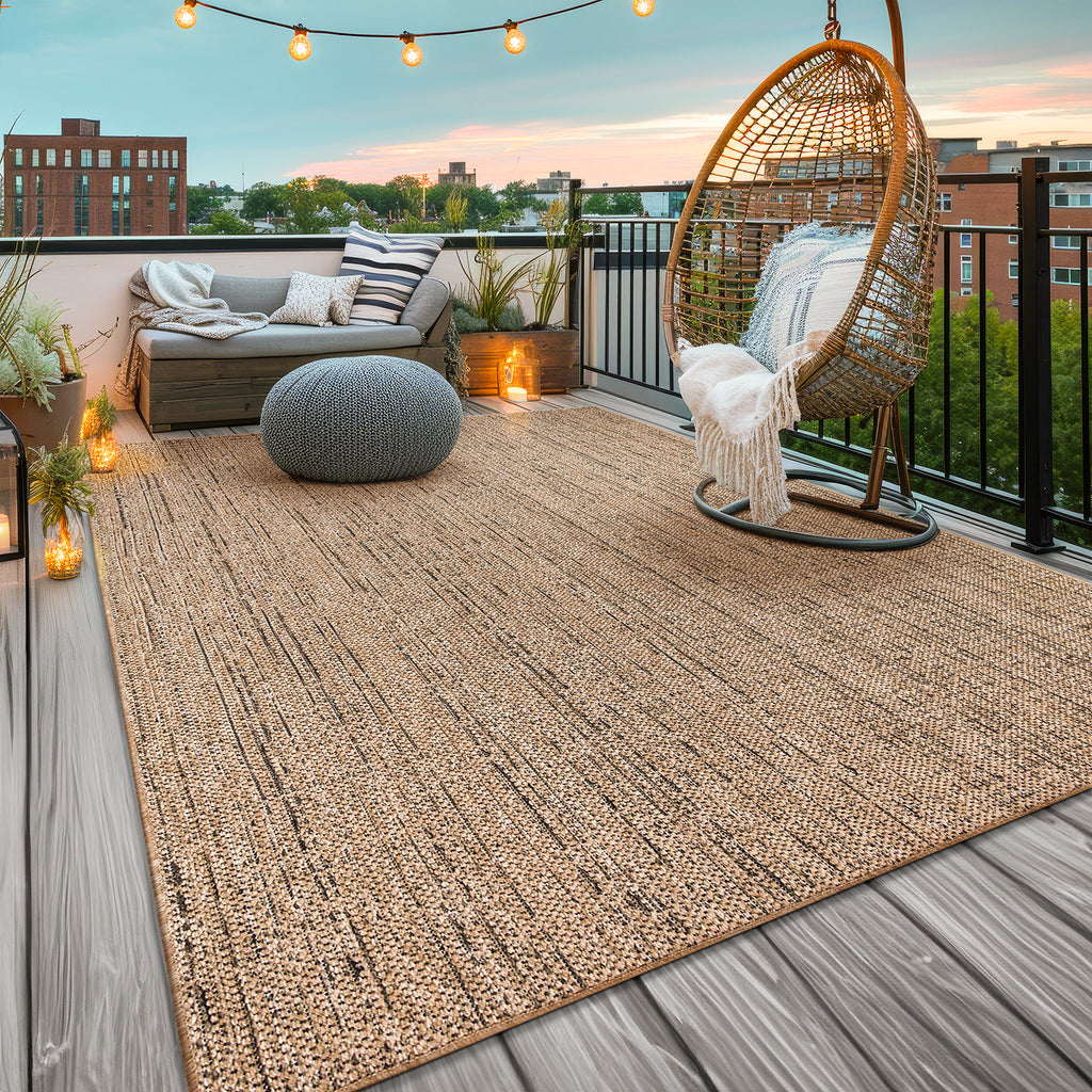 Moderner Outdoor Teppich, Beige Braun für Wohnzimmer und Zuhause – Detailansicht 23