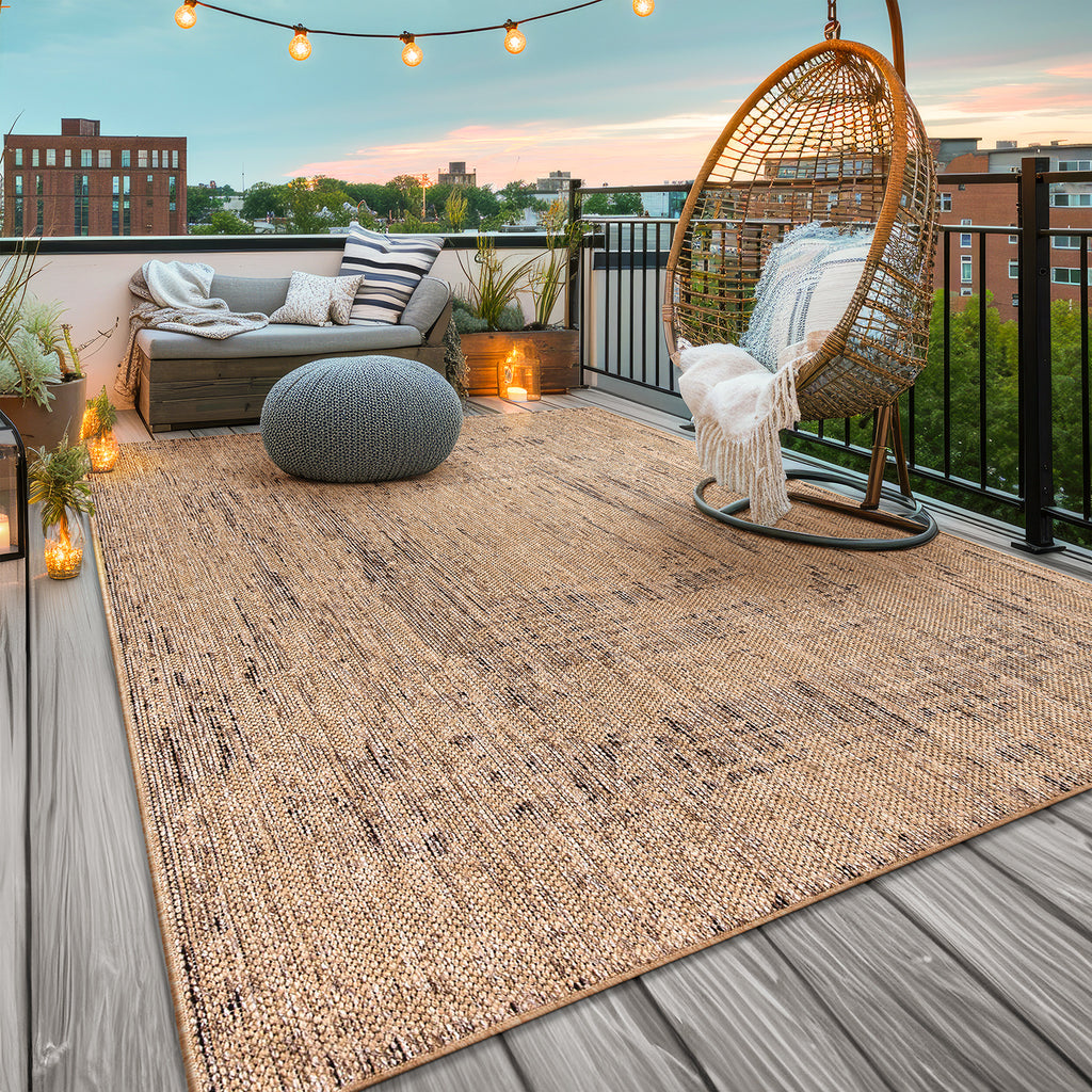 Moderner Outdoor Teppich, Beige Braun für Wohnzimmer und Zuhause – Detailansicht 24