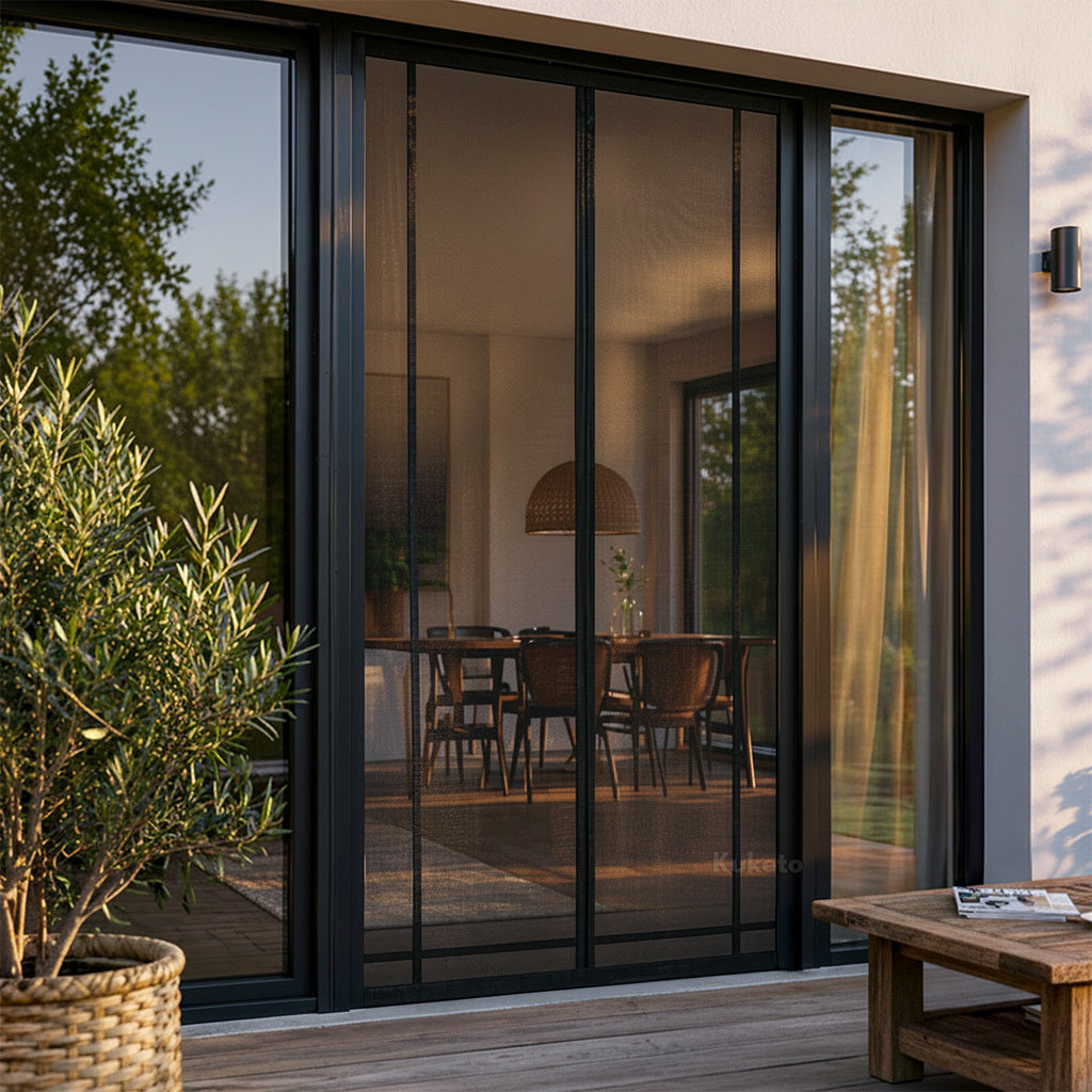 Moskitonetz - Schwarzes magnetisches Moskitonetz, 100 cm für Garten und Terrasse – Detailansicht 5