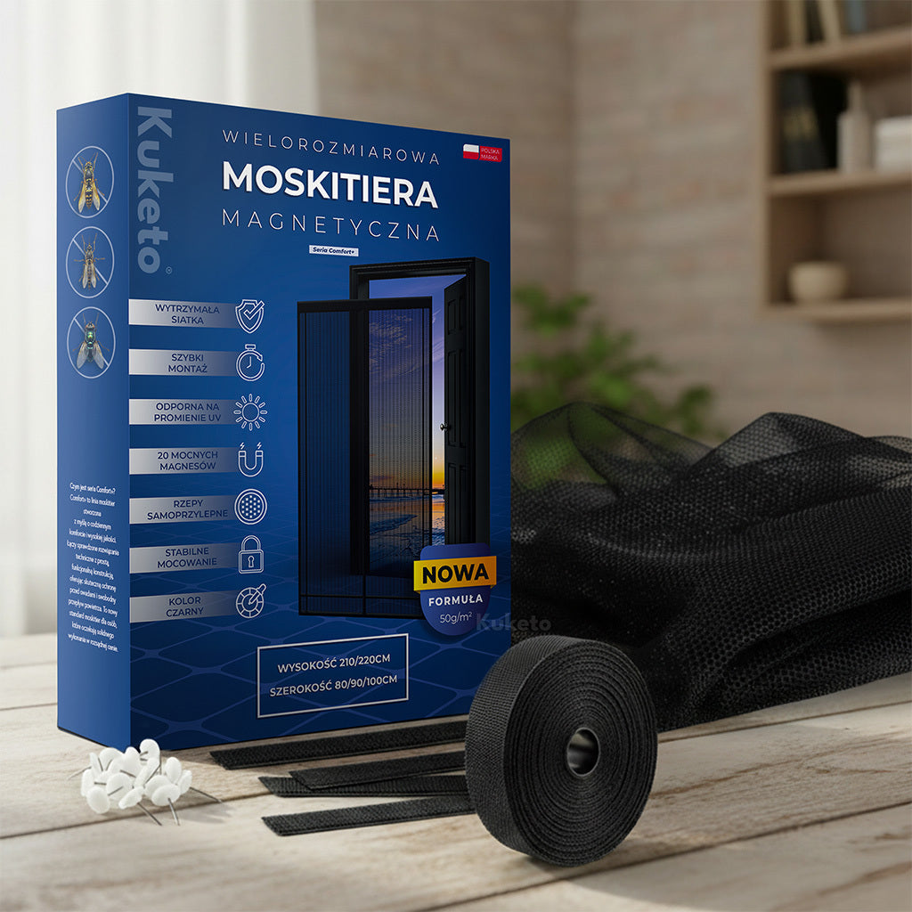 Moskitonetz - Schwarzes magnetisches Moskitonetz, 100 cm für Garten und Terrasse – Detailansicht 14