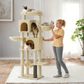 Multi-Level Katzenbaum, Sandbeige für Haustiere und Zuhause – Detailansicht 8