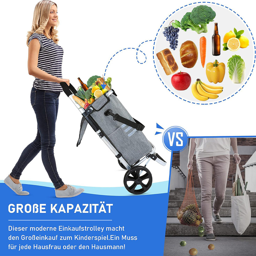 Multifunktionaler Einkaufstrolley, Aluminium für Alltag und Zuhause – Detailansicht 2