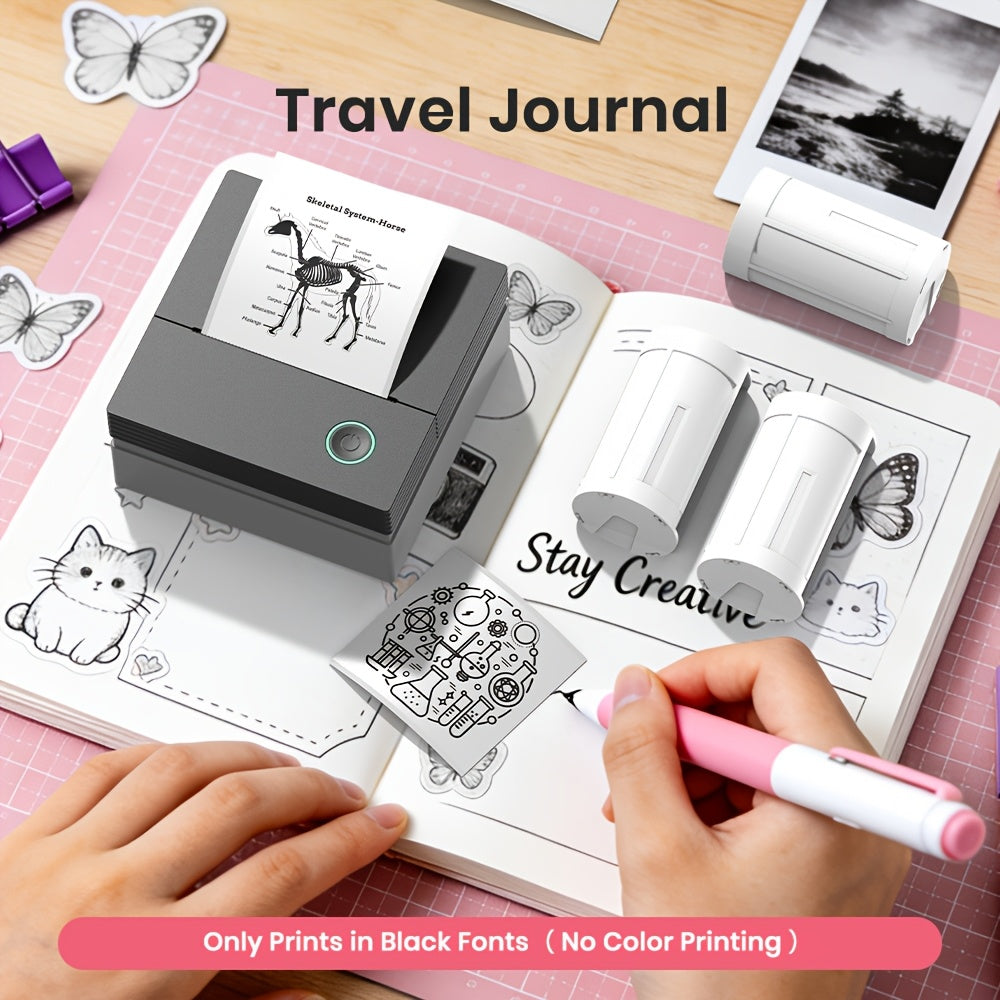 Multifunktionaler Fotodrucker, Schwarze Maschine + 3 Rollen Verbrauchsmaterial für Alltag und Zuhause – Detailansicht 4