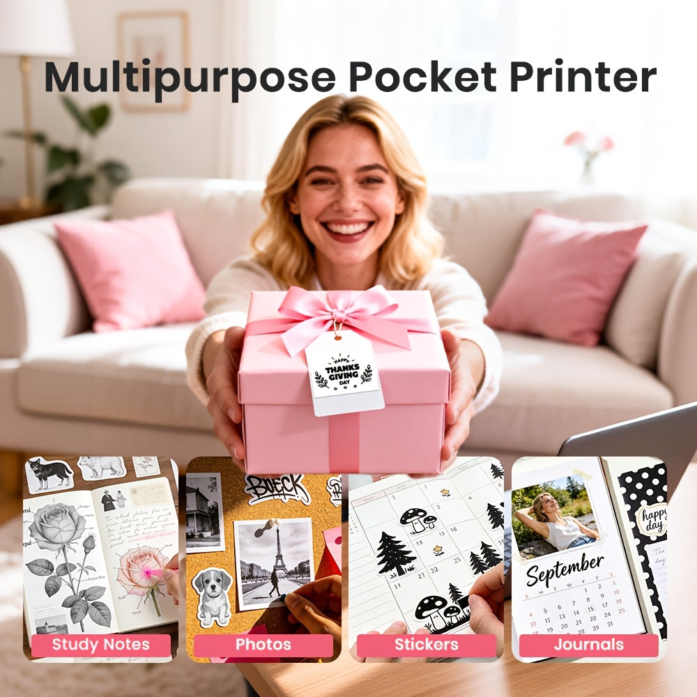 Multifunktionaler Fotodrucker, Schwarze Maschine + 3 Rollen Verbrauchsmaterial für Alltag und Zuhause – Detailansicht 7