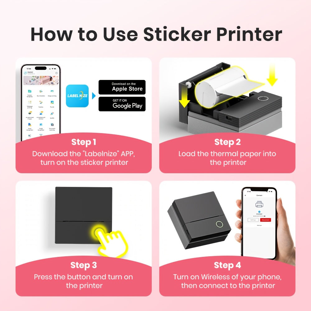 Multifunktionaler Fotodrucker, Schwarze Maschine + 3 Rollen Verbrauchsmaterial für Alltag und Zuhause – Detailansicht 8