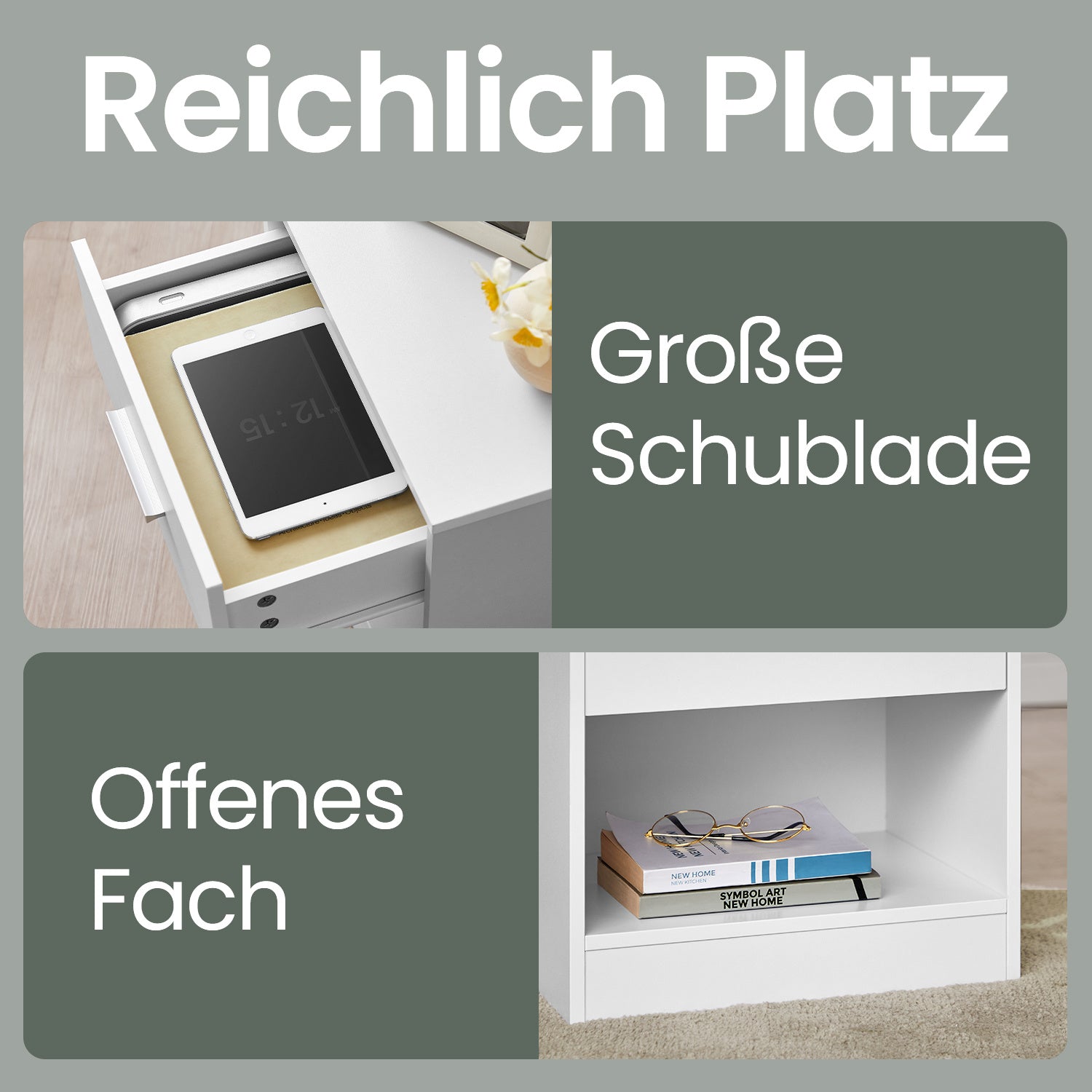 Nachttisch, Klassikweiß für Wohnbereich und Alltag – Detailansicht 5