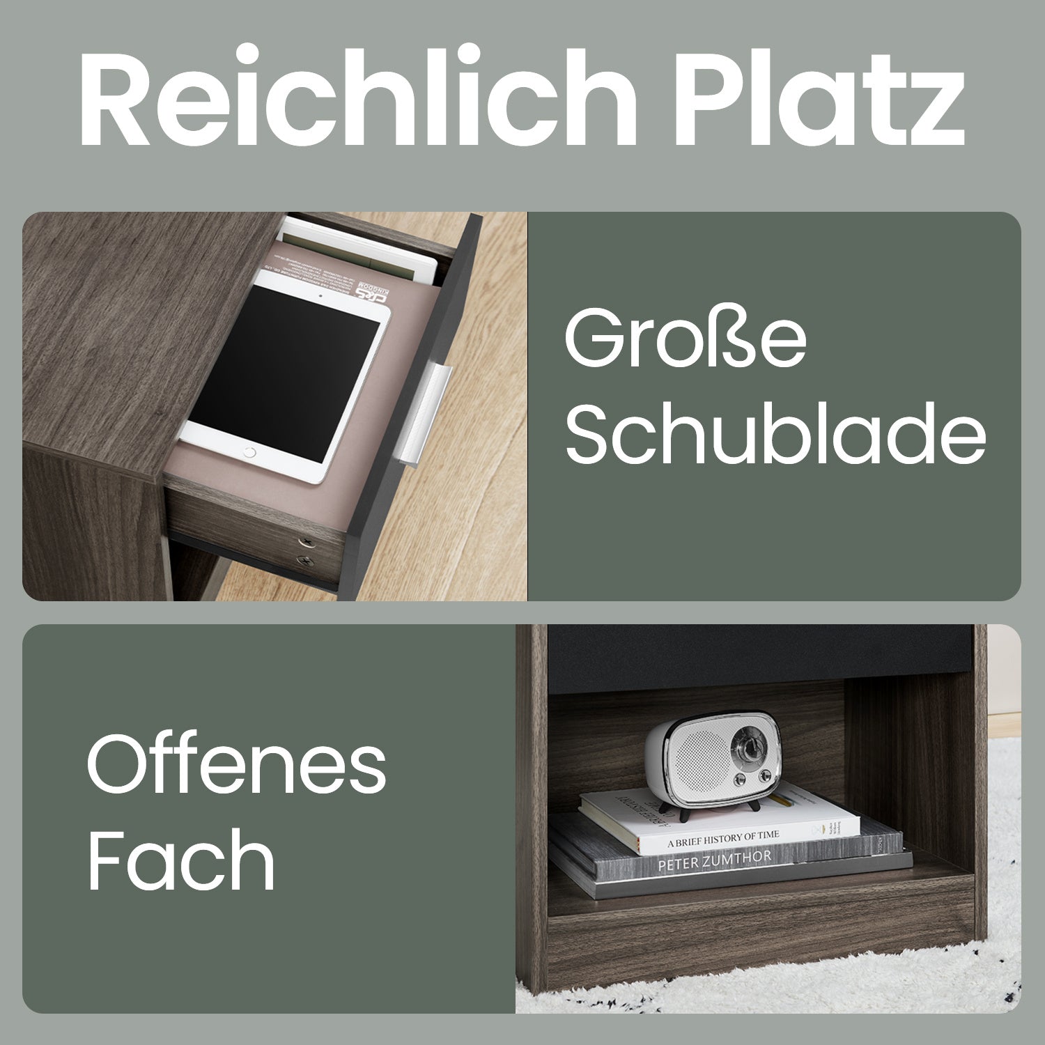 Nachttisch, Klassikweiß für Wohnbereich und Alltag – Detailansicht 16
