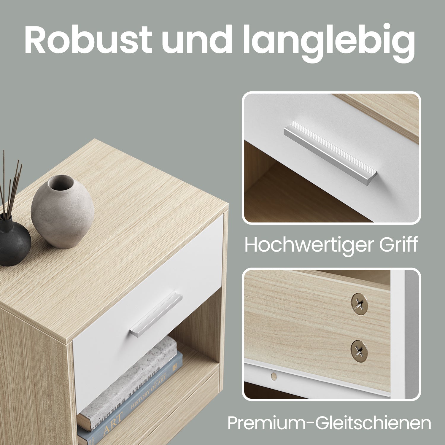 Nachttisch, Klassikweiß für Wohnbereich und Alltag – Detailansicht 22