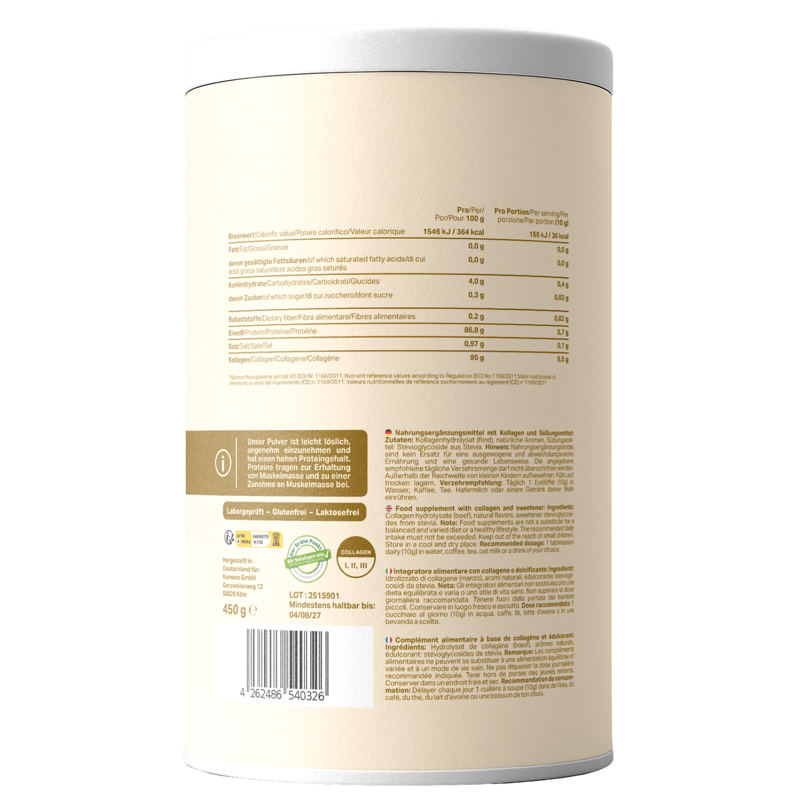 Nahrungsergänzungsmittel, 2 & 3 Collagen Pulver Kollagenpulver hochdosiert für Alltag – Detailansicht 2