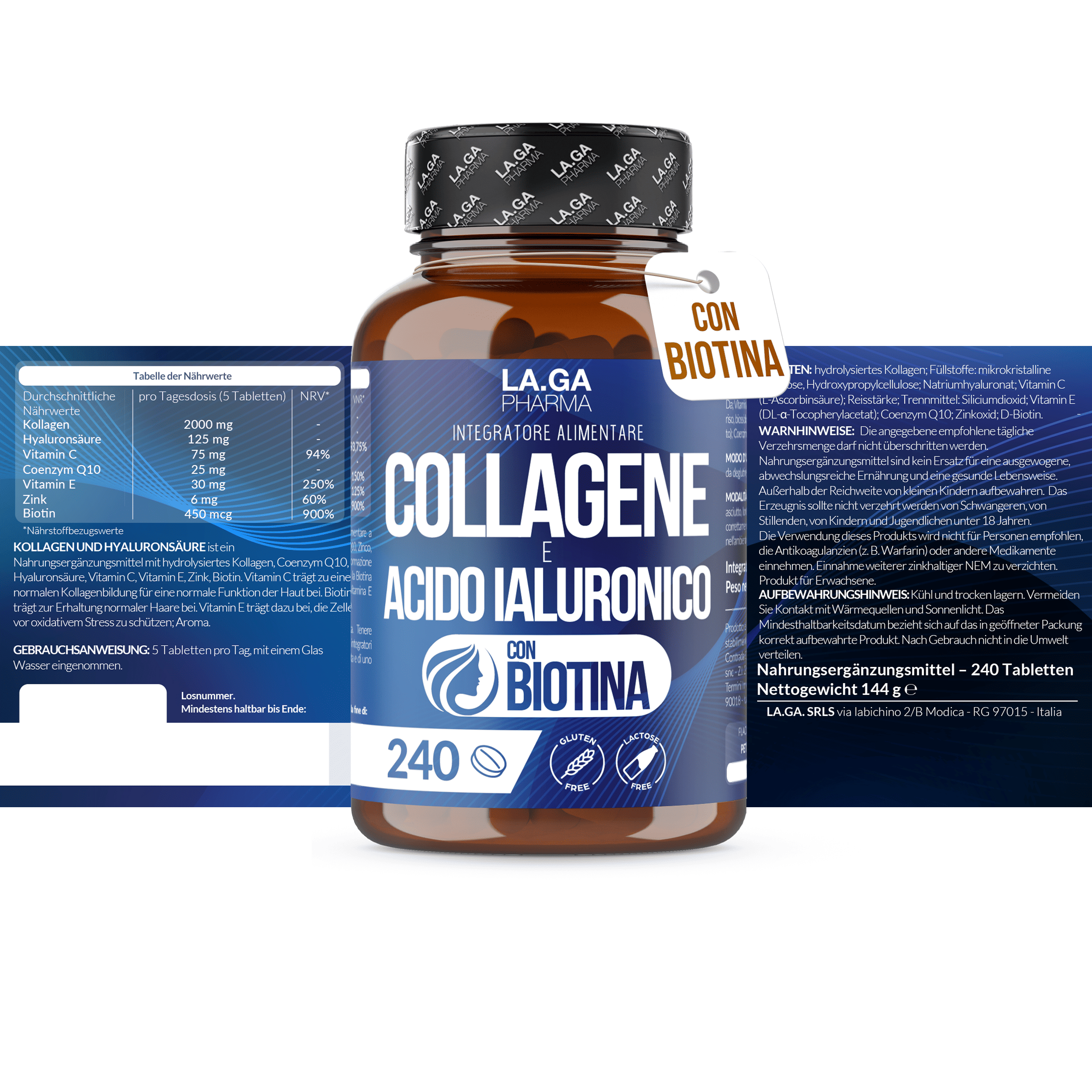 Nahrungsergänzungsmittel, 240 Tabletten (2000mg) für Haut und Pflege zu Hause – Detailansicht 7