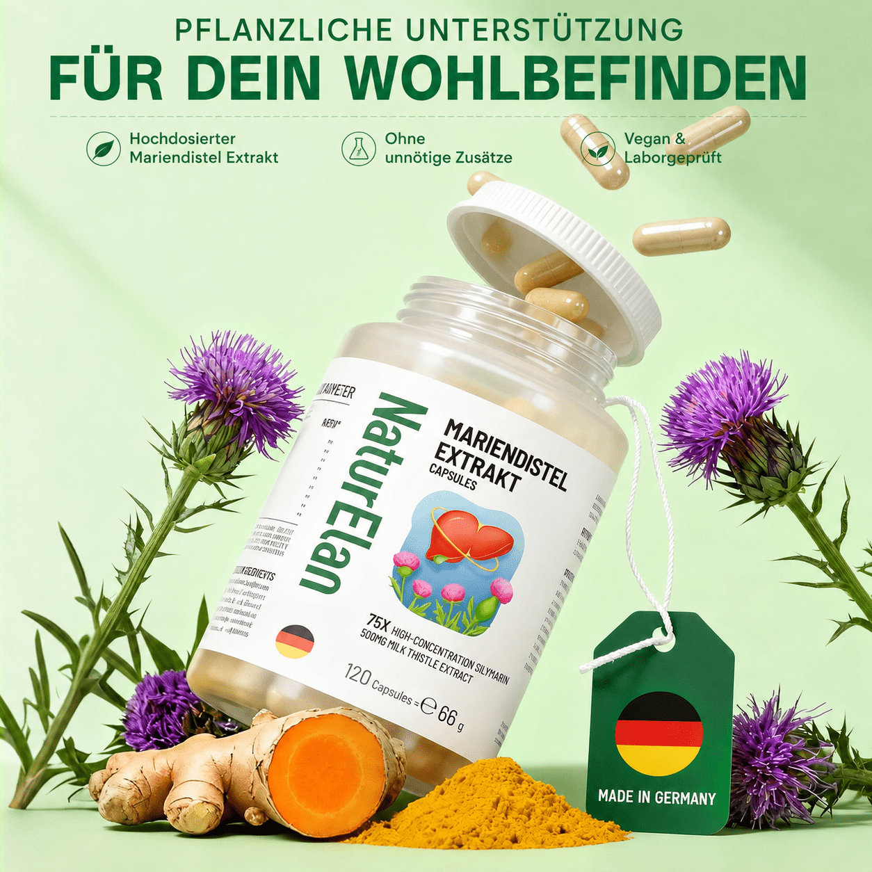 Nahrungsergänzungsmittel, 7-in-1 Leber Komplex [120 Kapseln] 500mg für Pflege zu Hause und Alltag – Hauptansicht