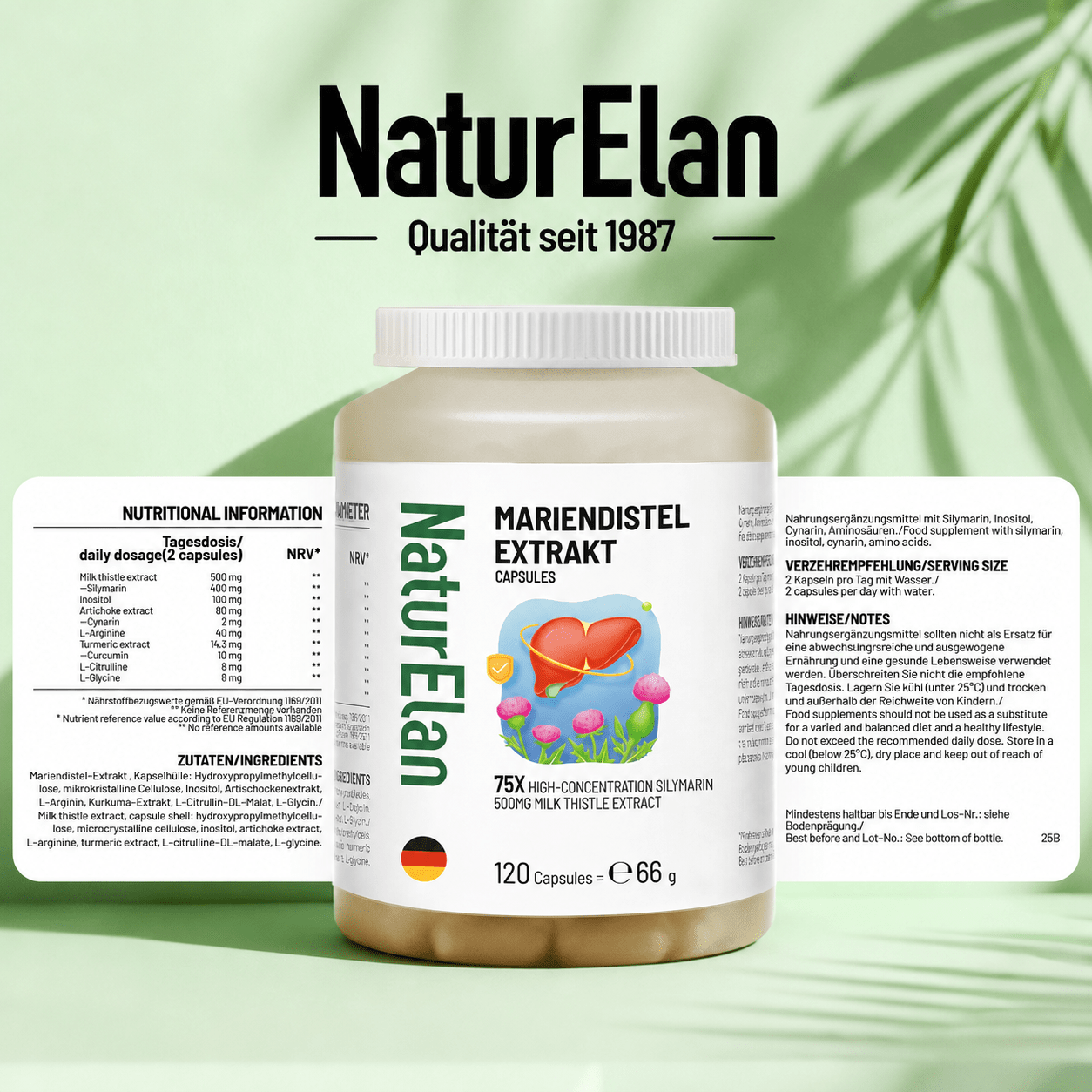 Nahrungsergänzungsmittel, 7-in-1 Leber Komplex [120 Kapseln] 500mg für Pflege zu Hause und Alltag – Detailansicht 4